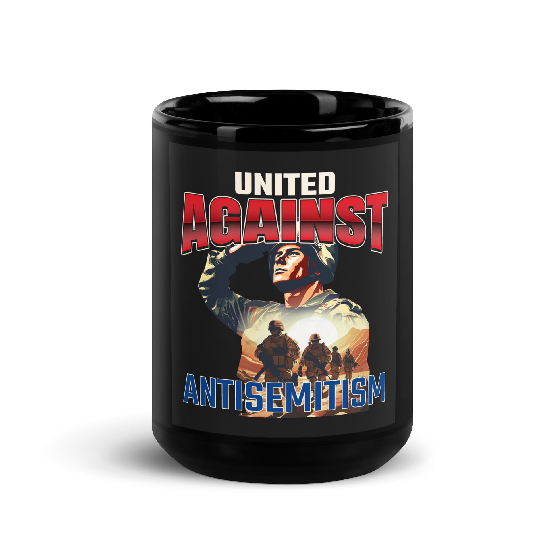USA Edition | United Against Antisemitism | Black Glossy Mug