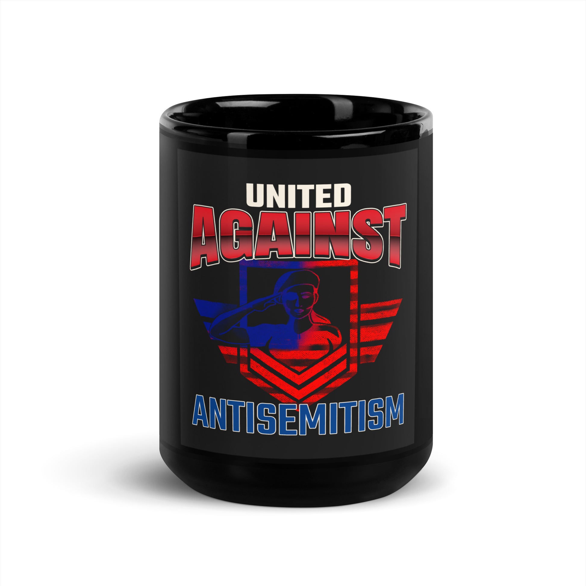 USA Edition | United Against Antisemitism | Black Glossy Mug