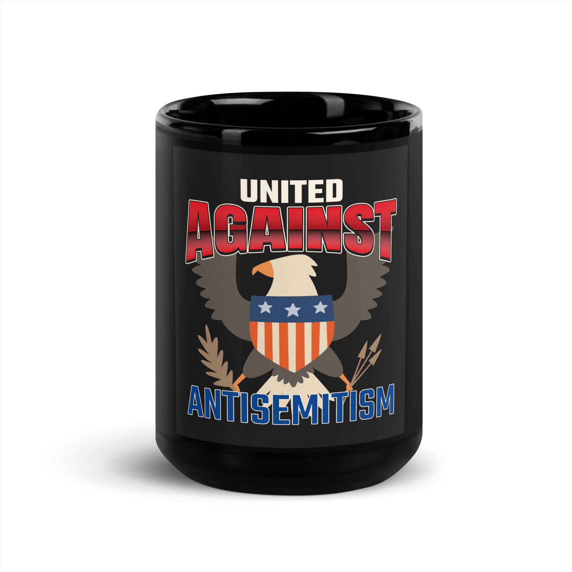 USA Edition | United Against Antisemitism | Black Glossy Mug