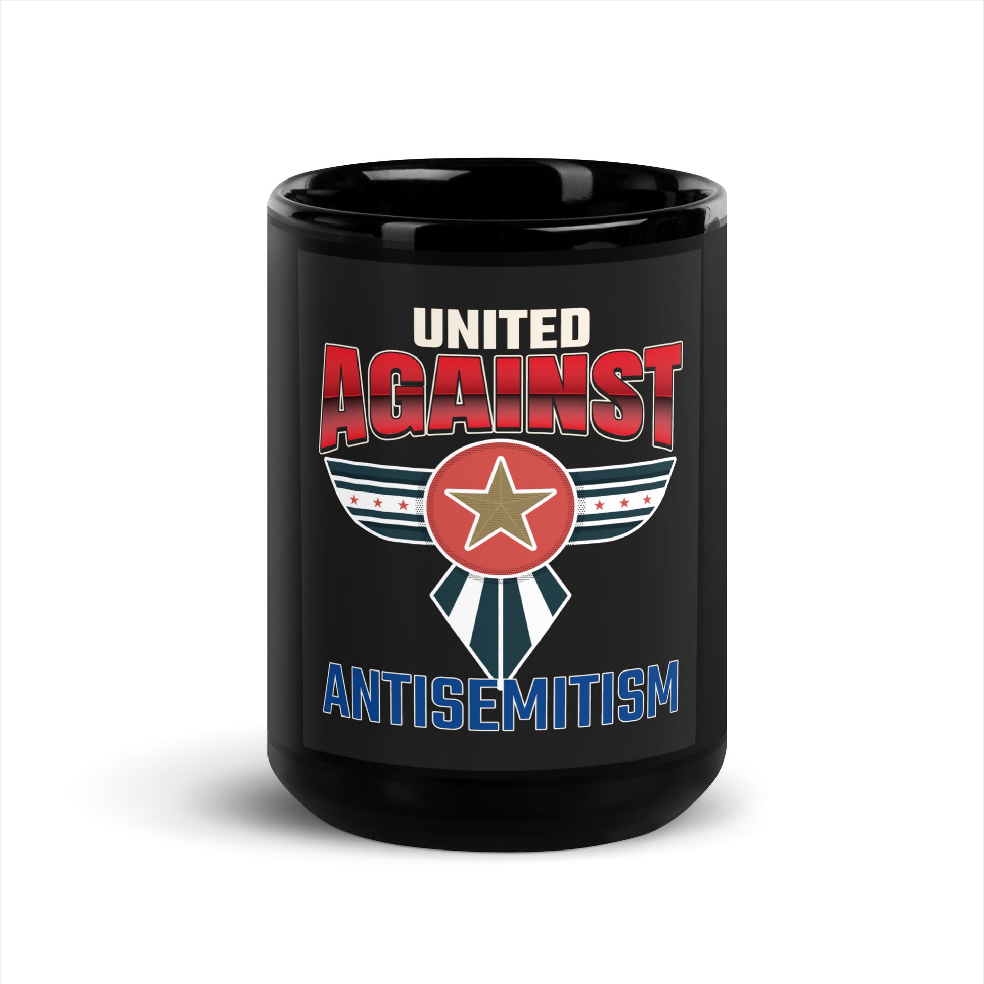 USA Edition | United Against Antisemitism | Black Glossy Mug