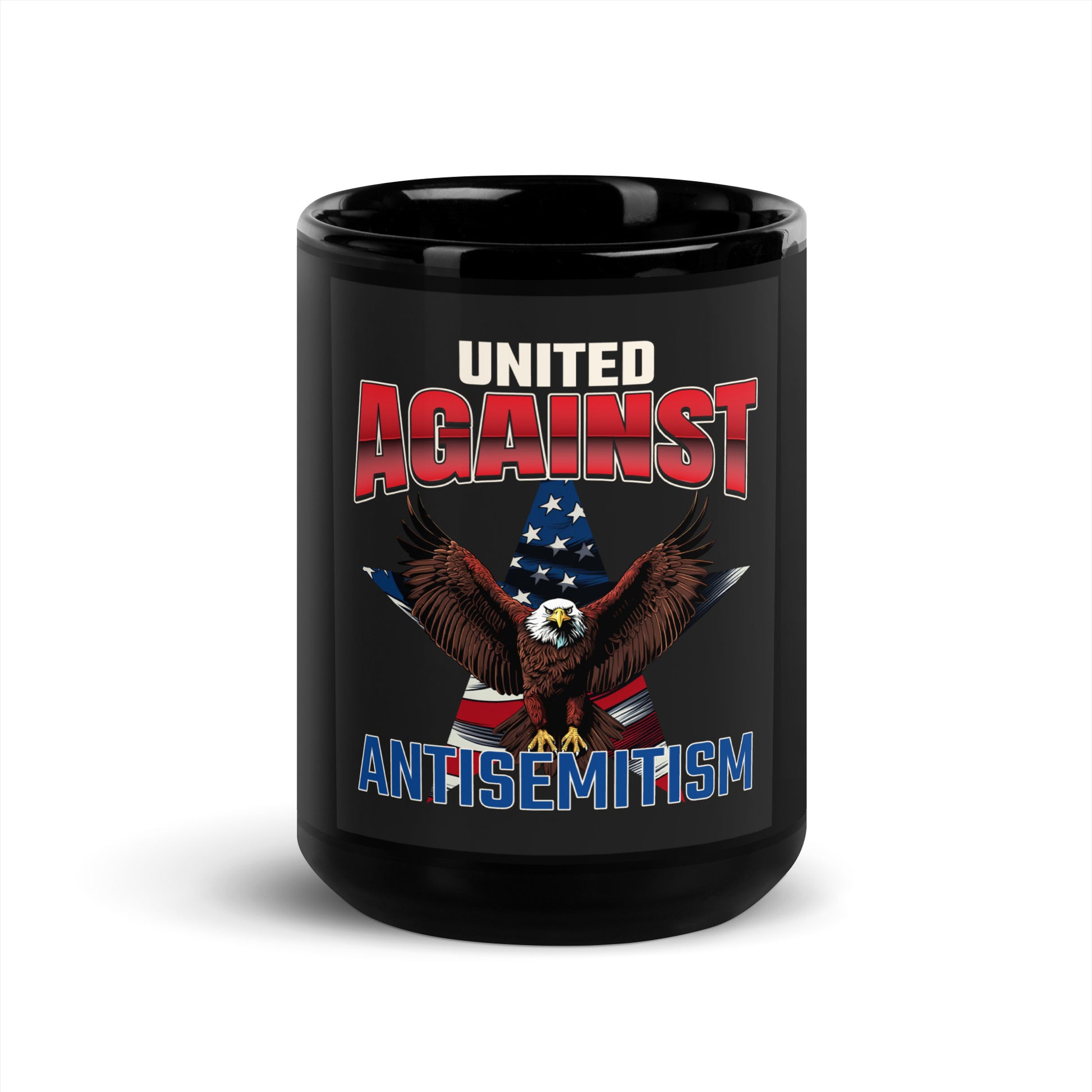 USA Edition | United Against Antisemitism | Black Glossy Mug