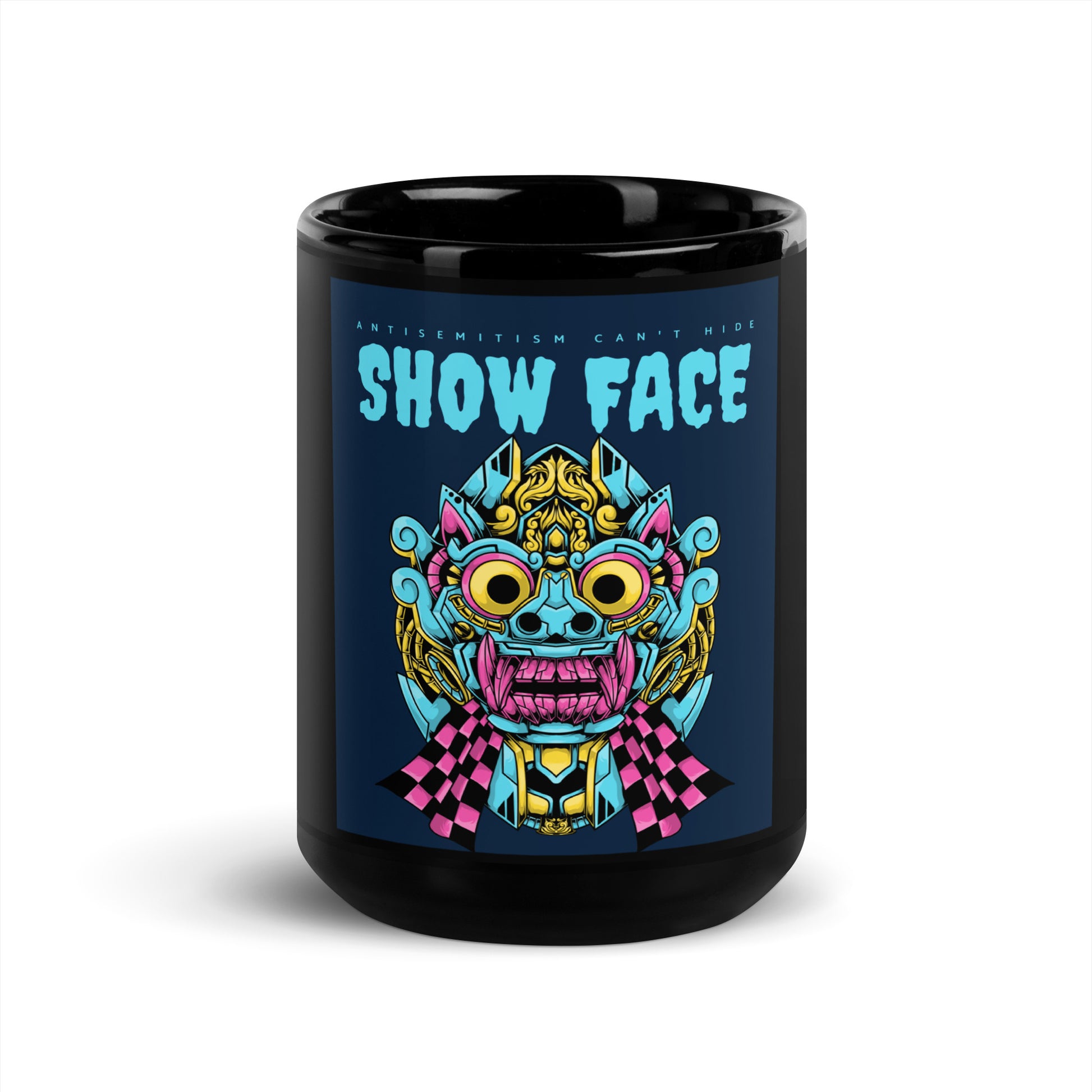 Show Face | Antisemitism Can't Hide | Black Glossy Mug
