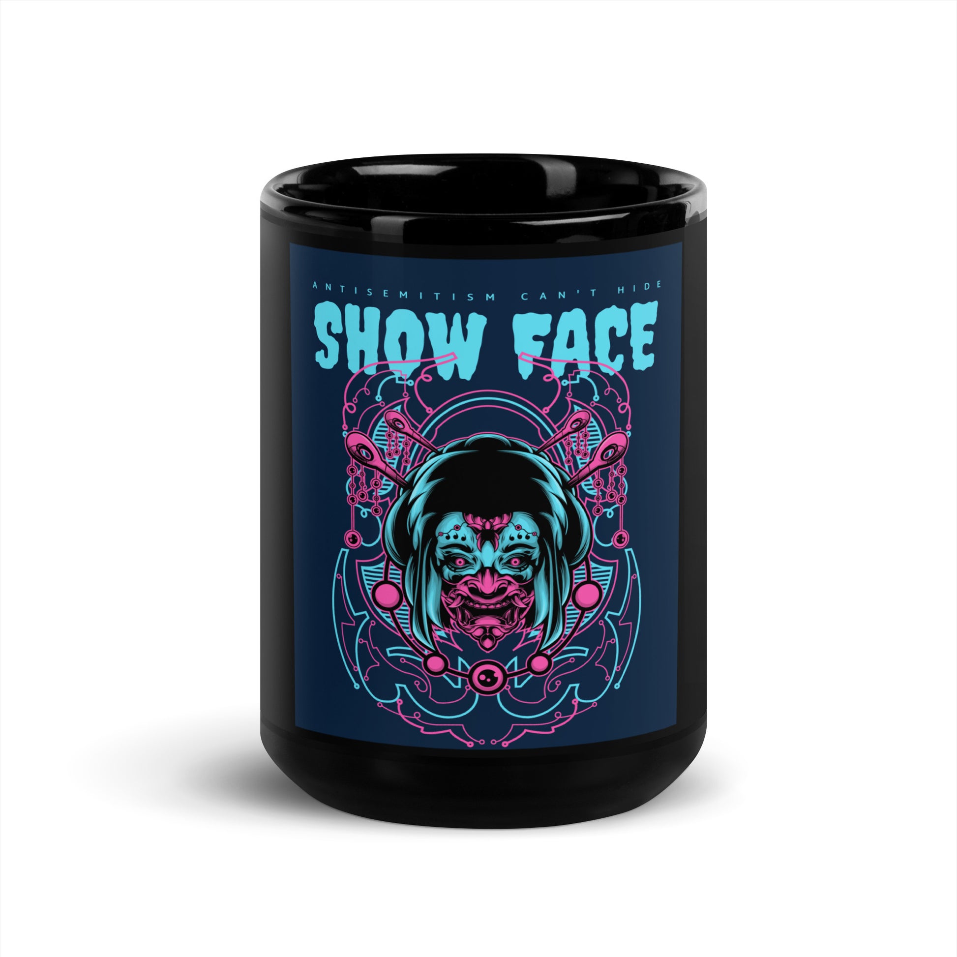 Show Face | Antisemitism Can't Hide | Black Glossy Mug