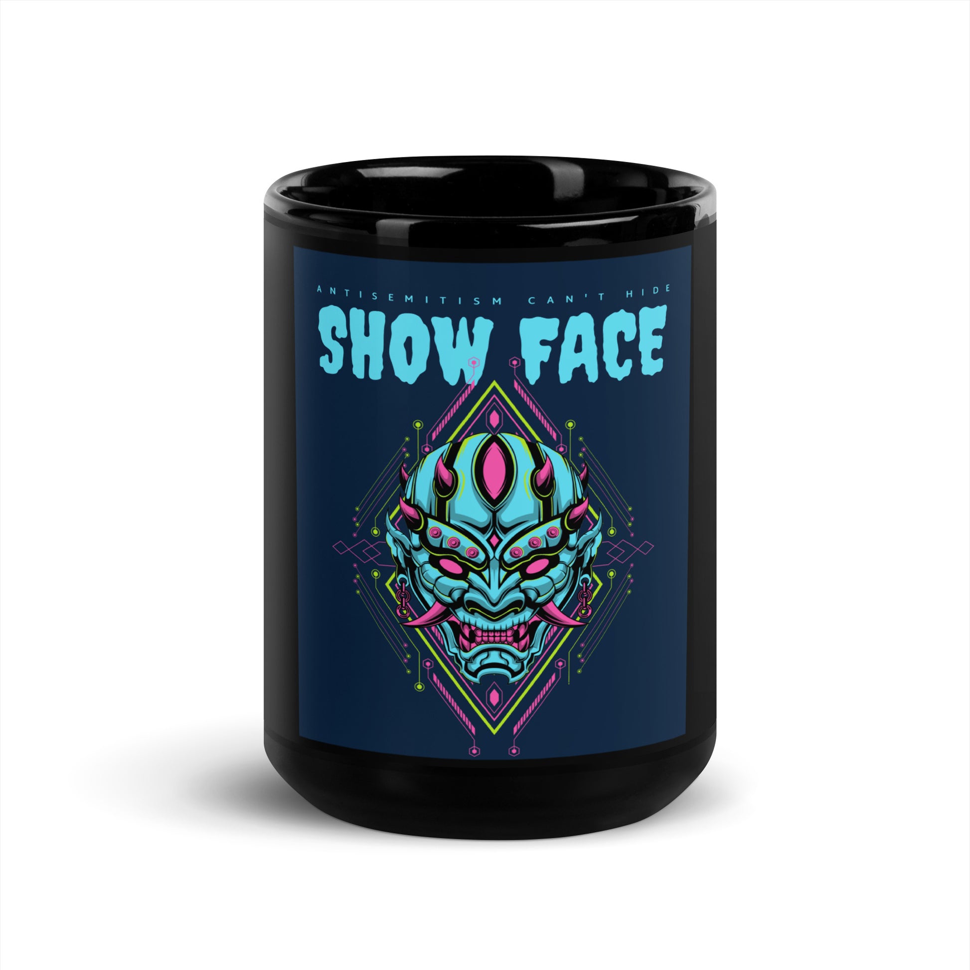 Show Face | Antisemitism Can't Hide | Black Glossy Mug