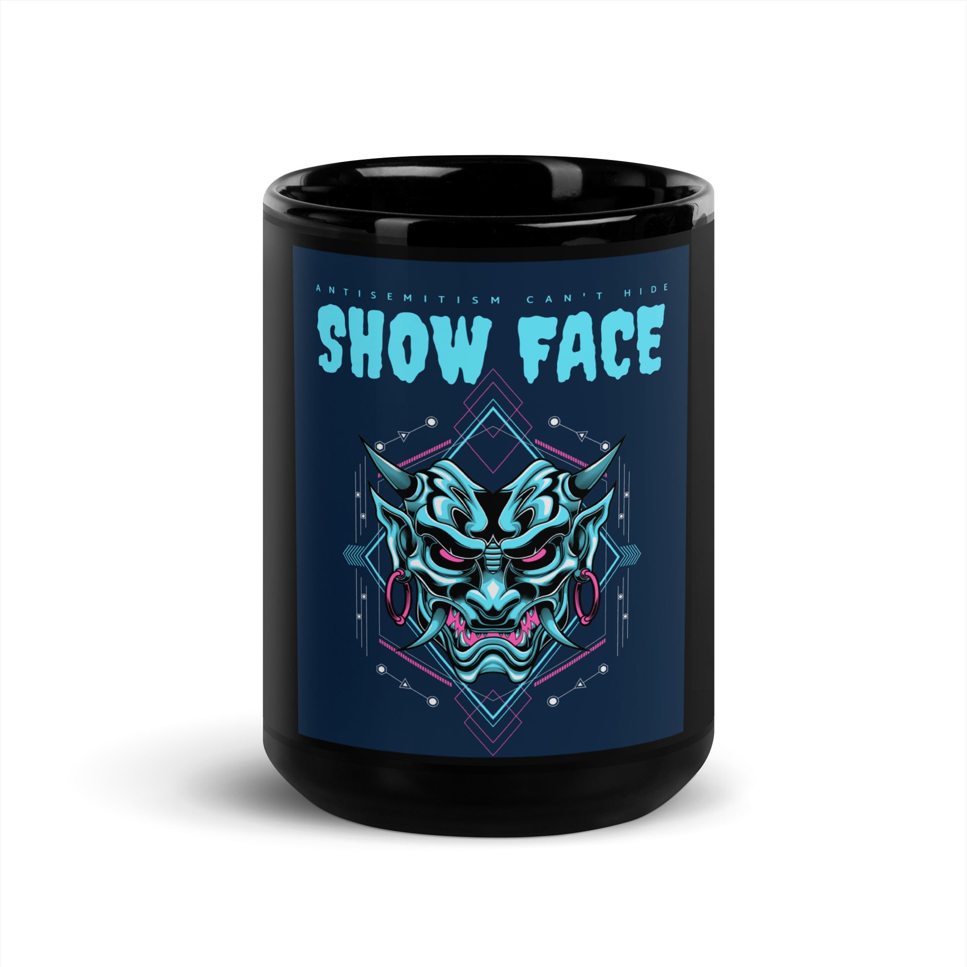Show Face | Antisemitism Can't Hide | Black Glossy Mug