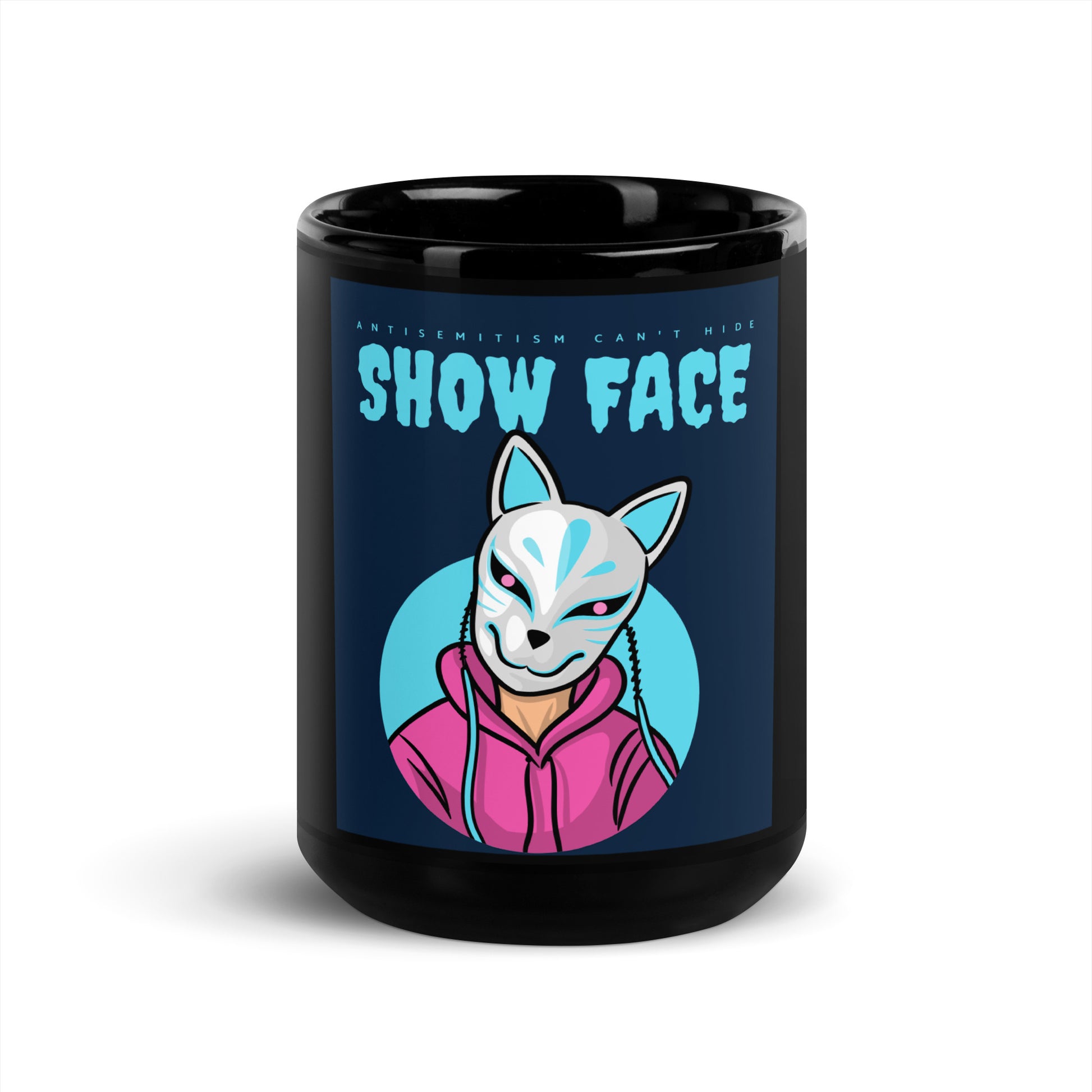 Show Face | Antisemitism Can't Hide | Black Glossy Mug