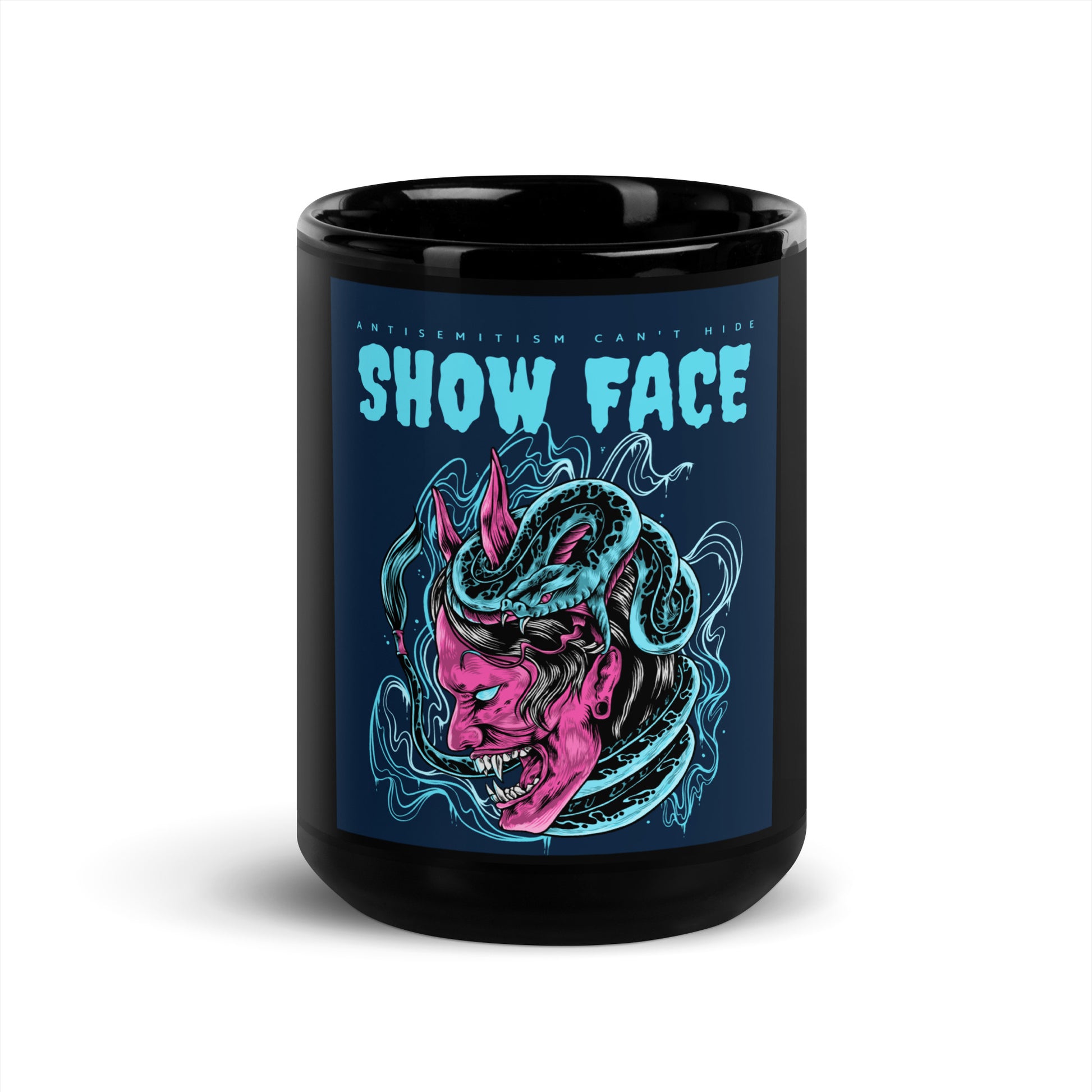 Show Face | Antisemitism Can't Hide | Black Glossy Mug