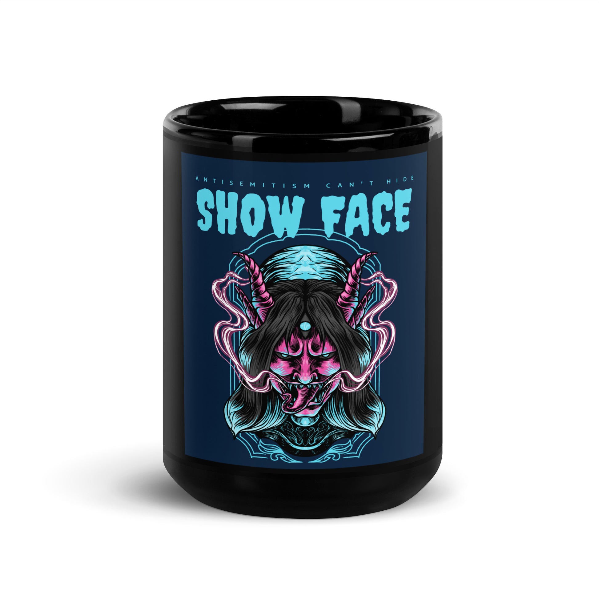 Show Face | Antisemitism Can't Hide | Black Glossy Mug