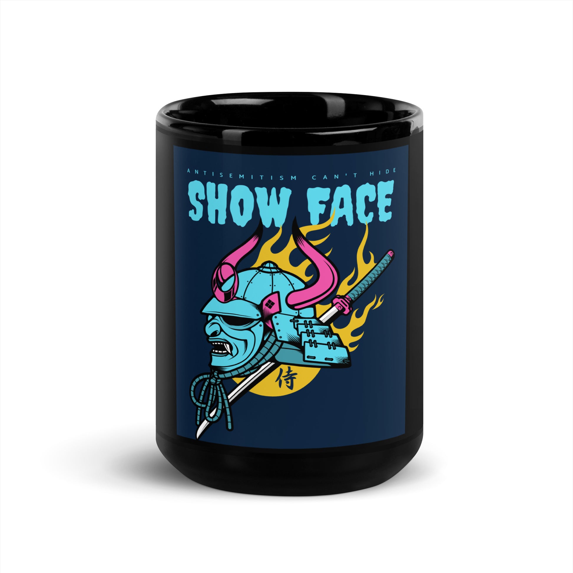 Show Face | Antisemitism Can't Hide | Black Glossy Mug