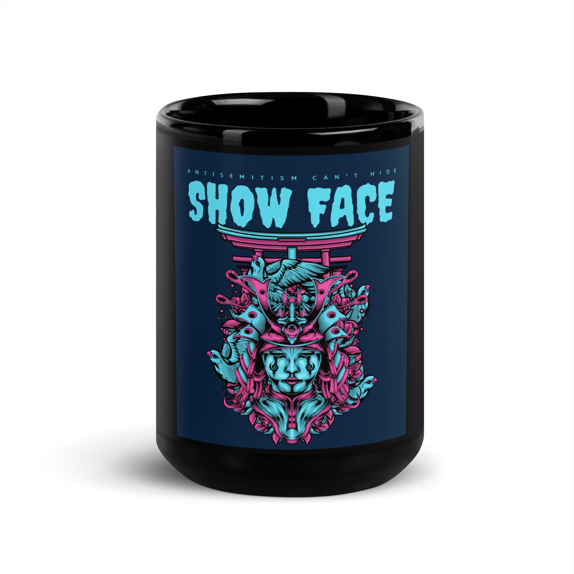 Show Face | Antisemitism Can't Hide | Black Glossy Mug