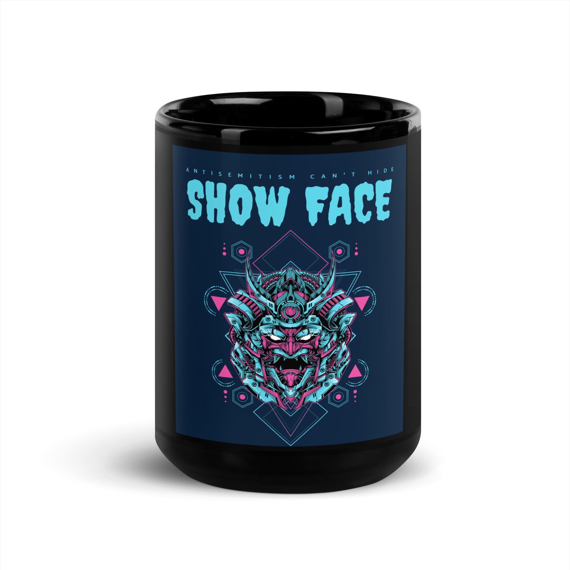Show Face | Antisemitism Can't Hide | Black Glossy Mug