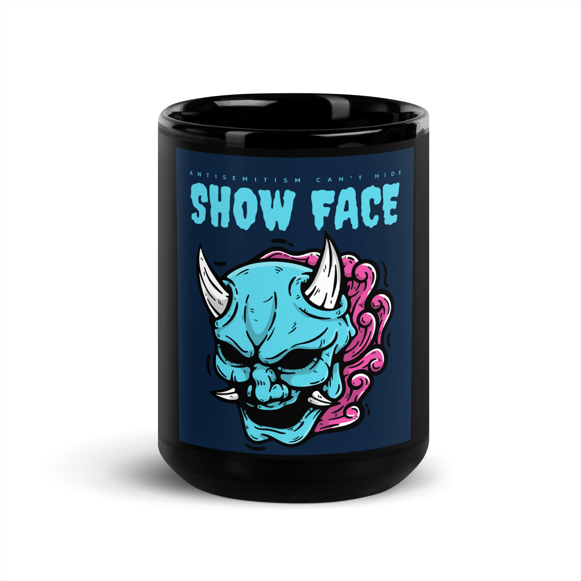 Show Face | Antisemitism Can't Hide | Black Glossy Mug