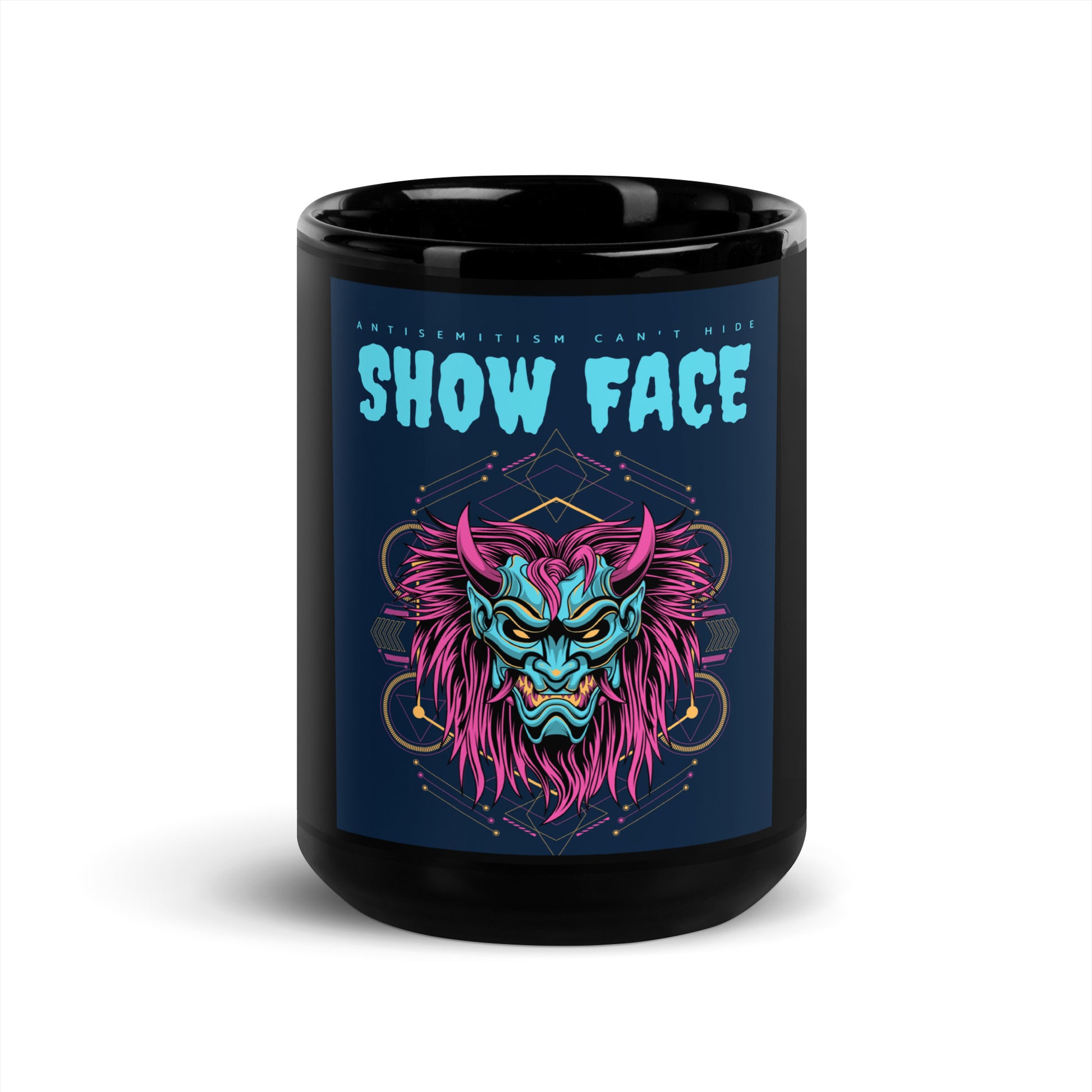 Show Face | Antisemitism Can't Hide | Black Glossy Mug