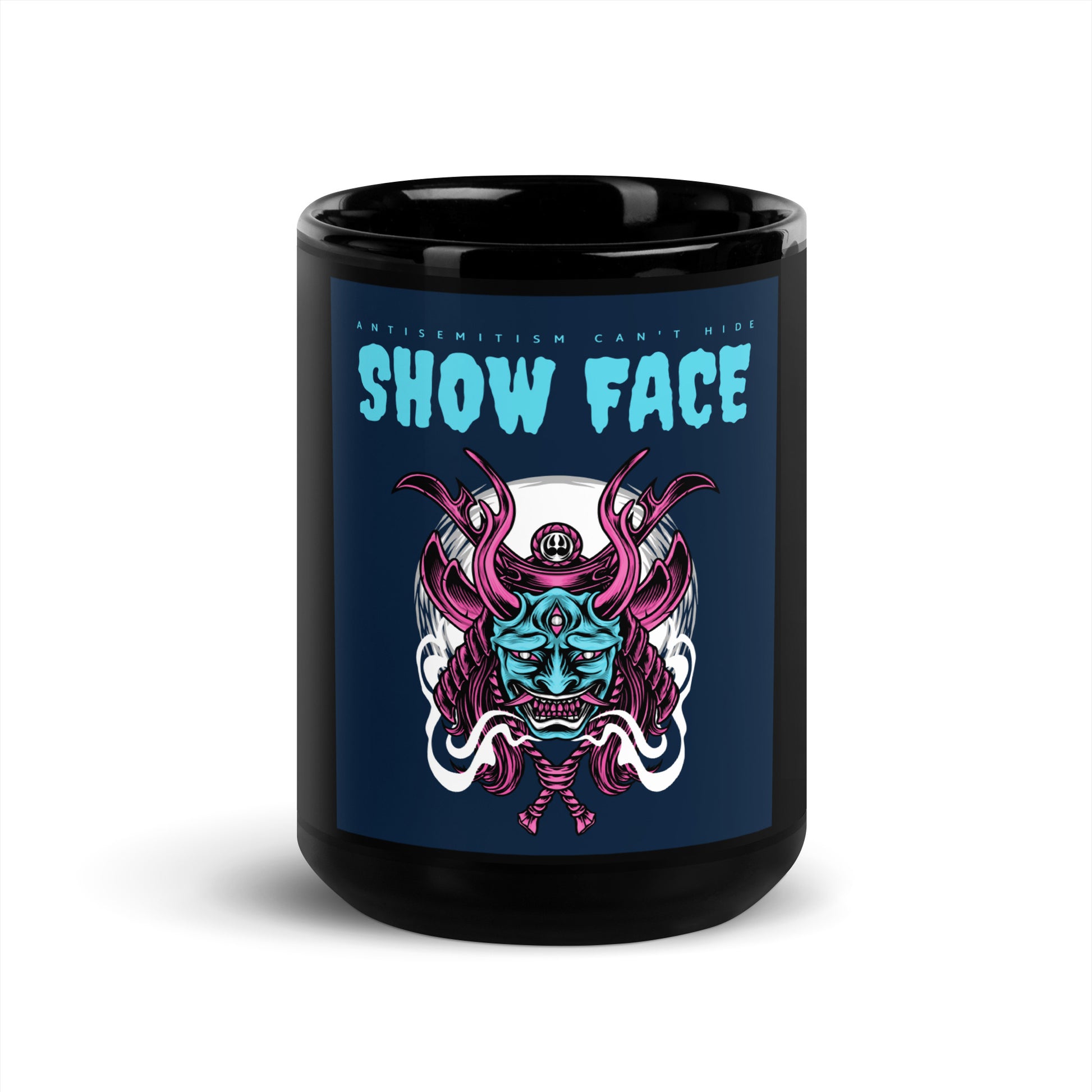 Show Face | Antisemitism Can't Hide | Black Glossy Mug
