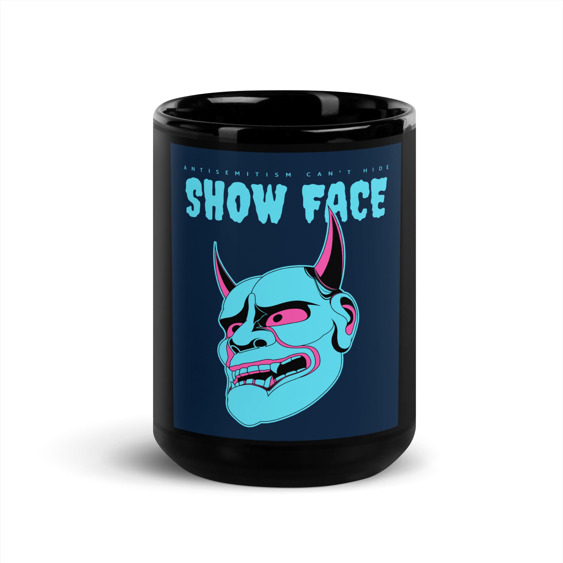 Show Face | Antisemitism Can't Hide | Black Glossy Mug