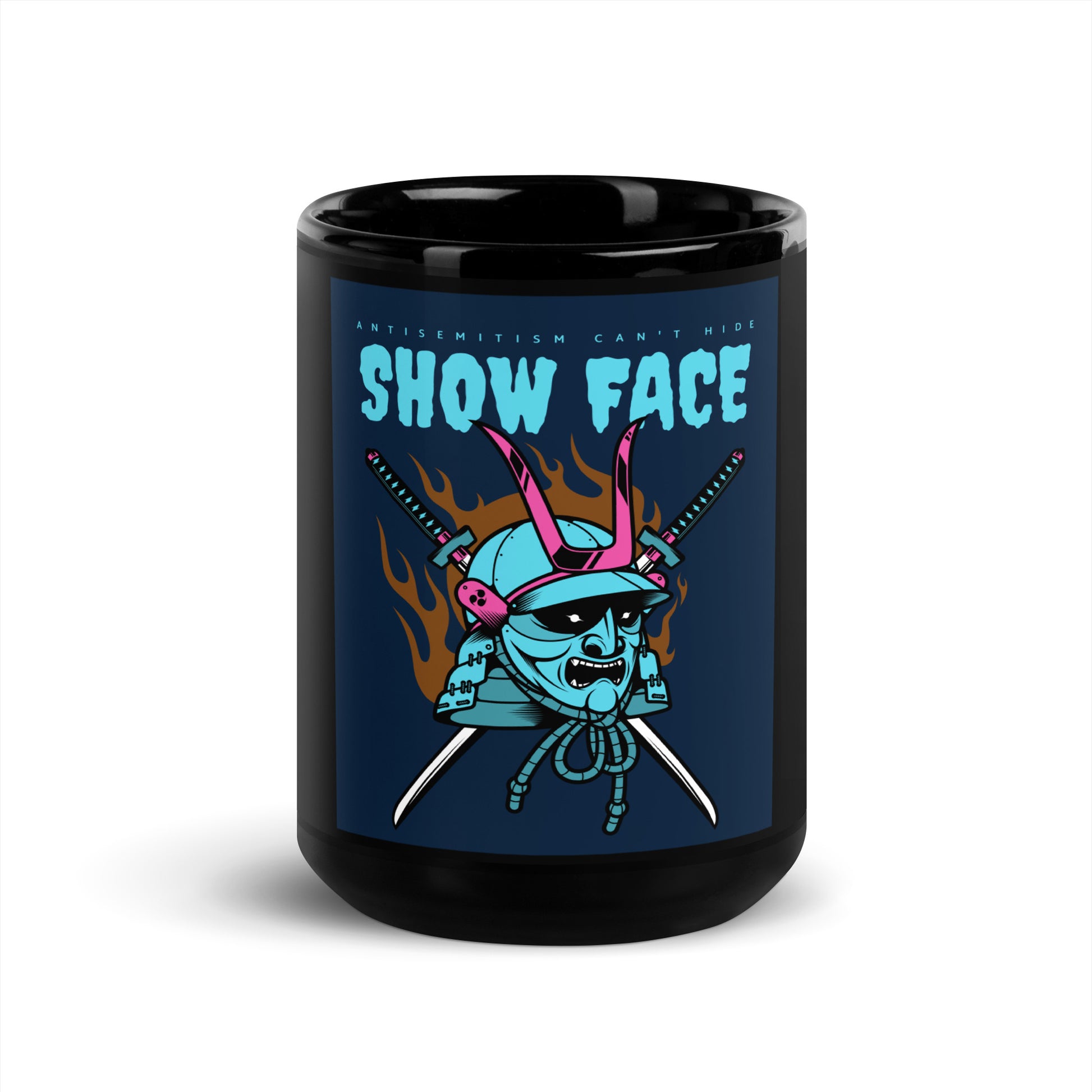 Show Face | Antisemitism Can't Hide | Black Glossy Mug