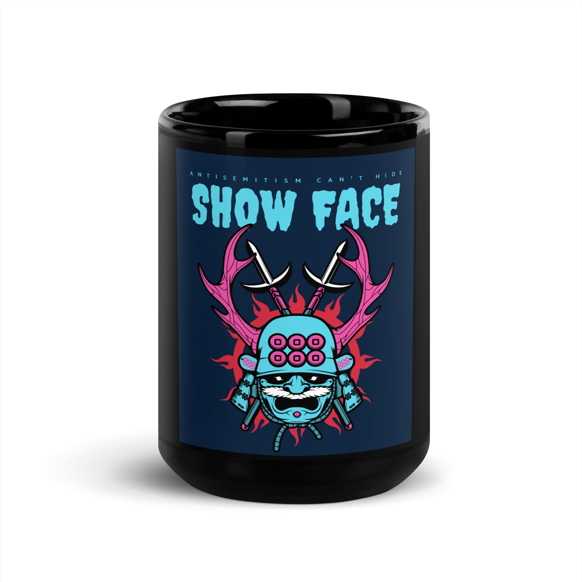 Show Face | Antisemitism Can't Hide | Black Glossy Mug
