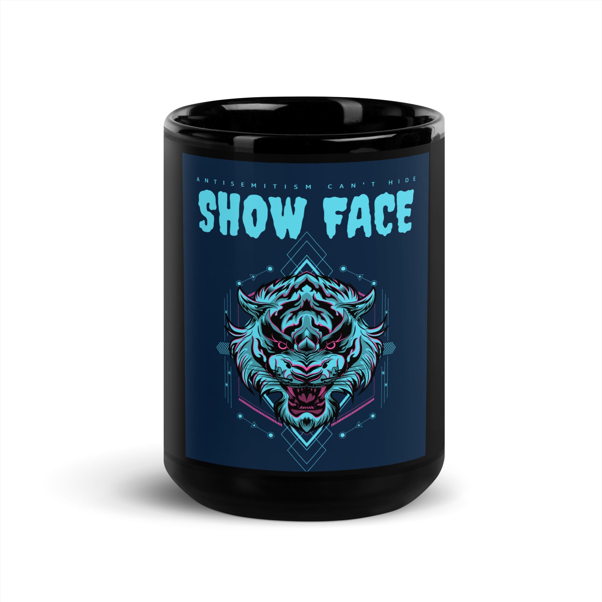 Show Face | Antisemitism Can't Hide | Black Glossy Mug