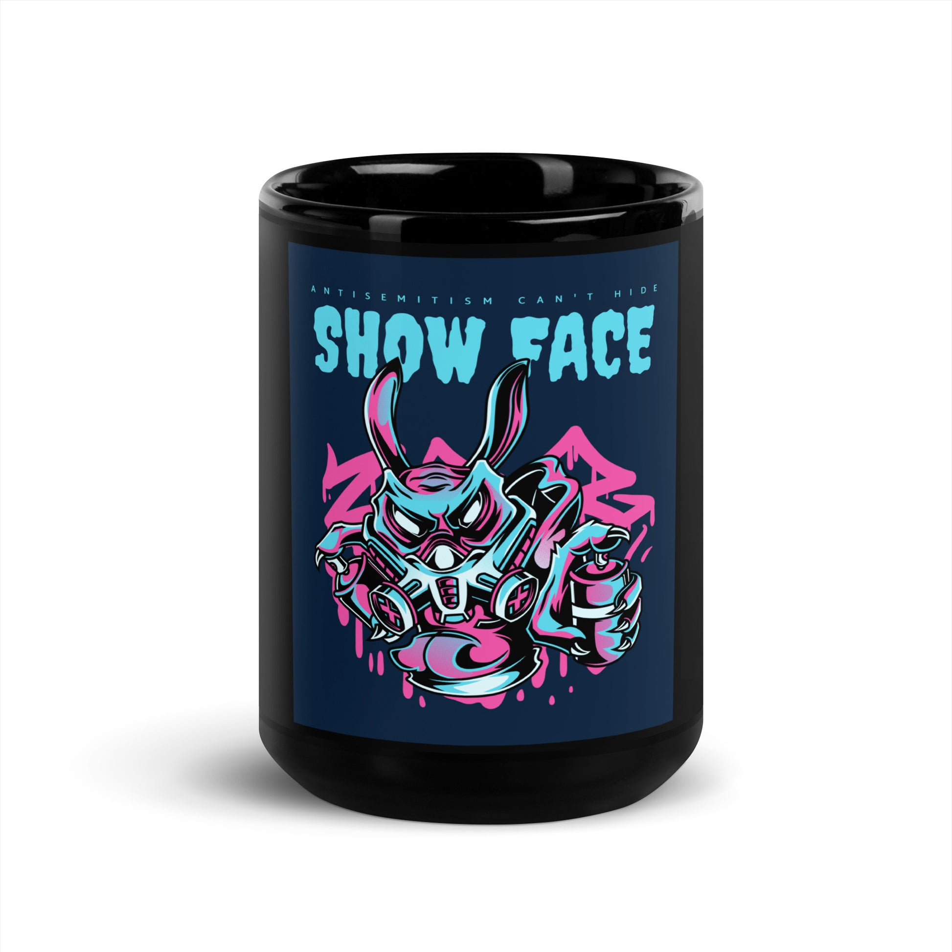 Show Face | Antisemitism Can't Hide | Black Glossy Mug
