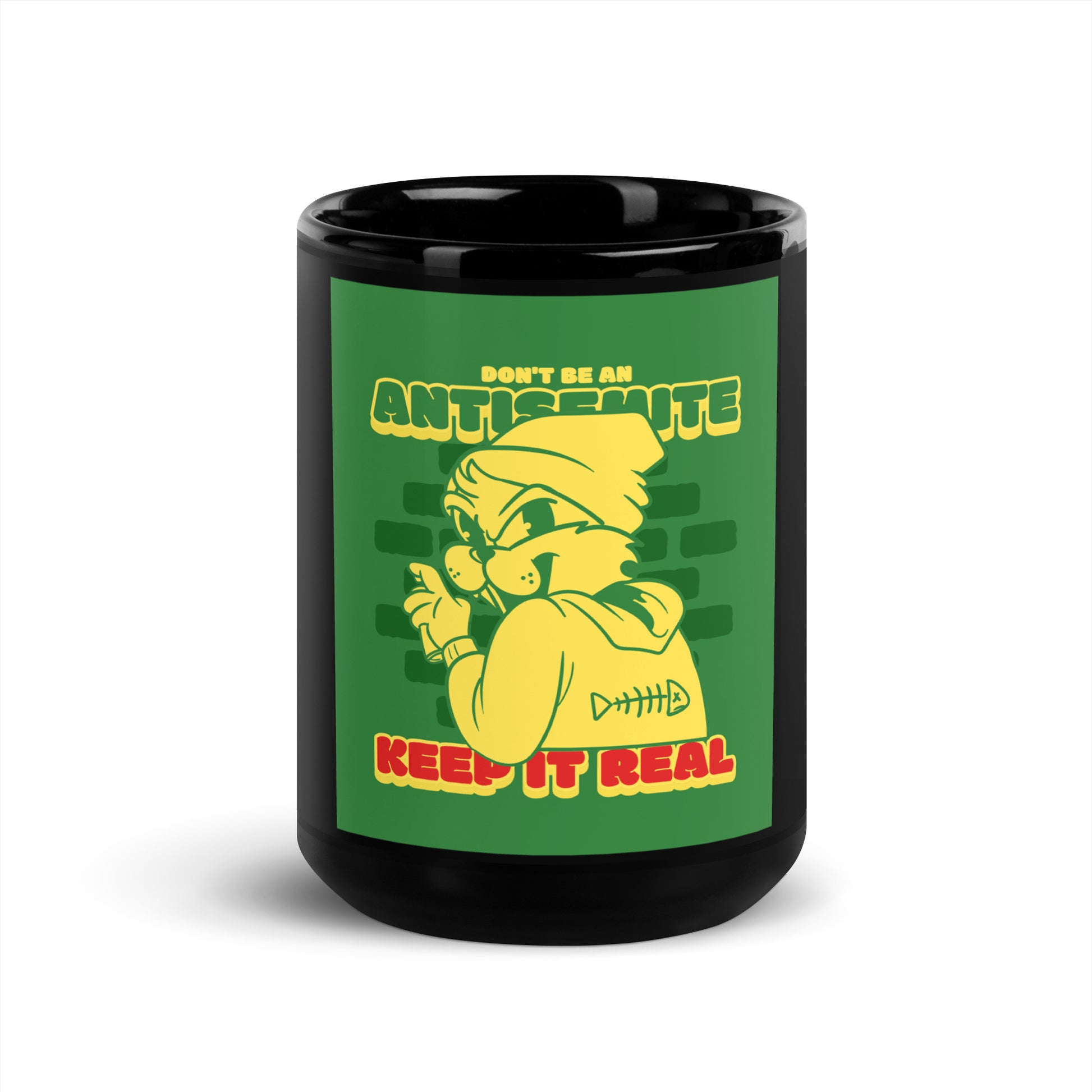 Streetart Graffiti Cartoon | Antisemitism | Black Glossy Mug