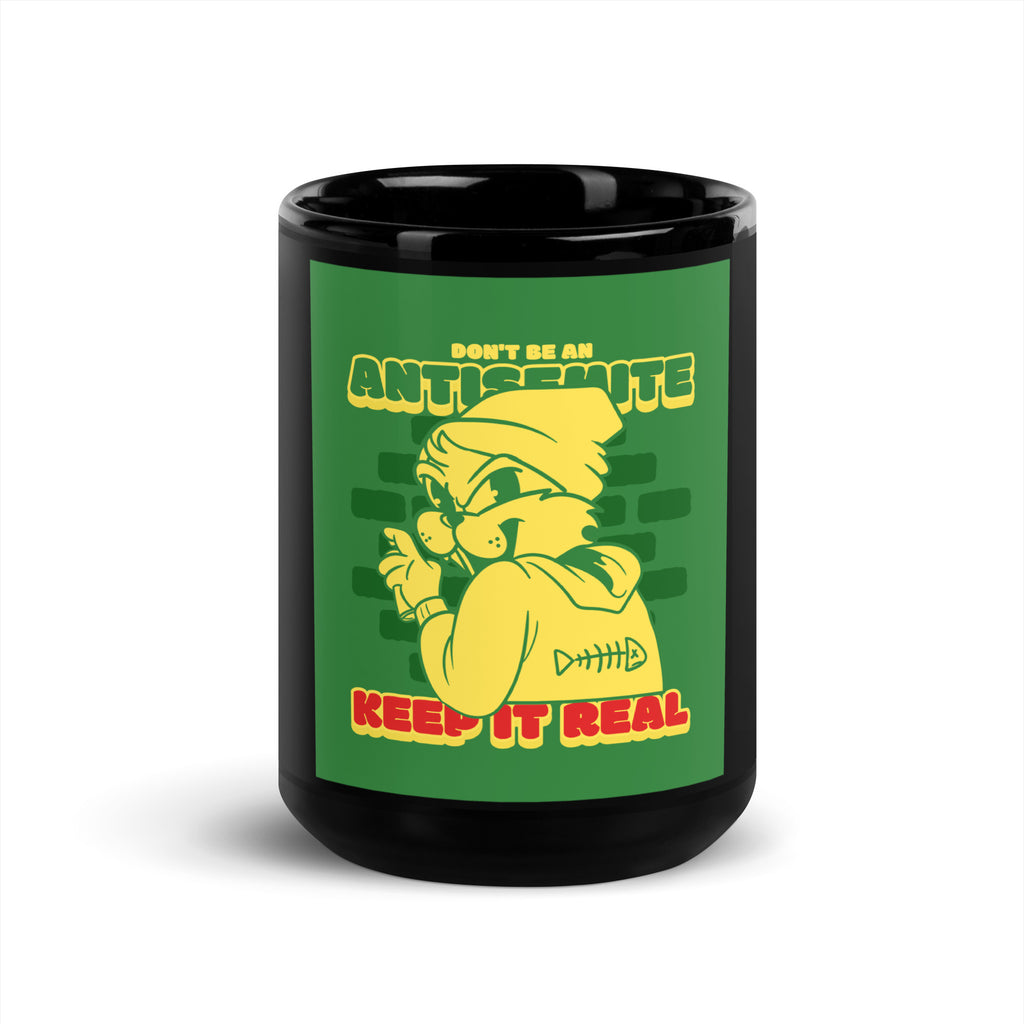 Streetart Graffiti Cartoon | Antisemitism | Black Glossy Mug