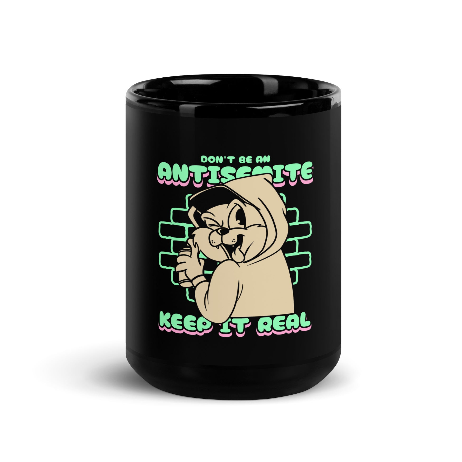 Streetart Graffiti Cartoon | Antisemitism | Black Glossy Mug