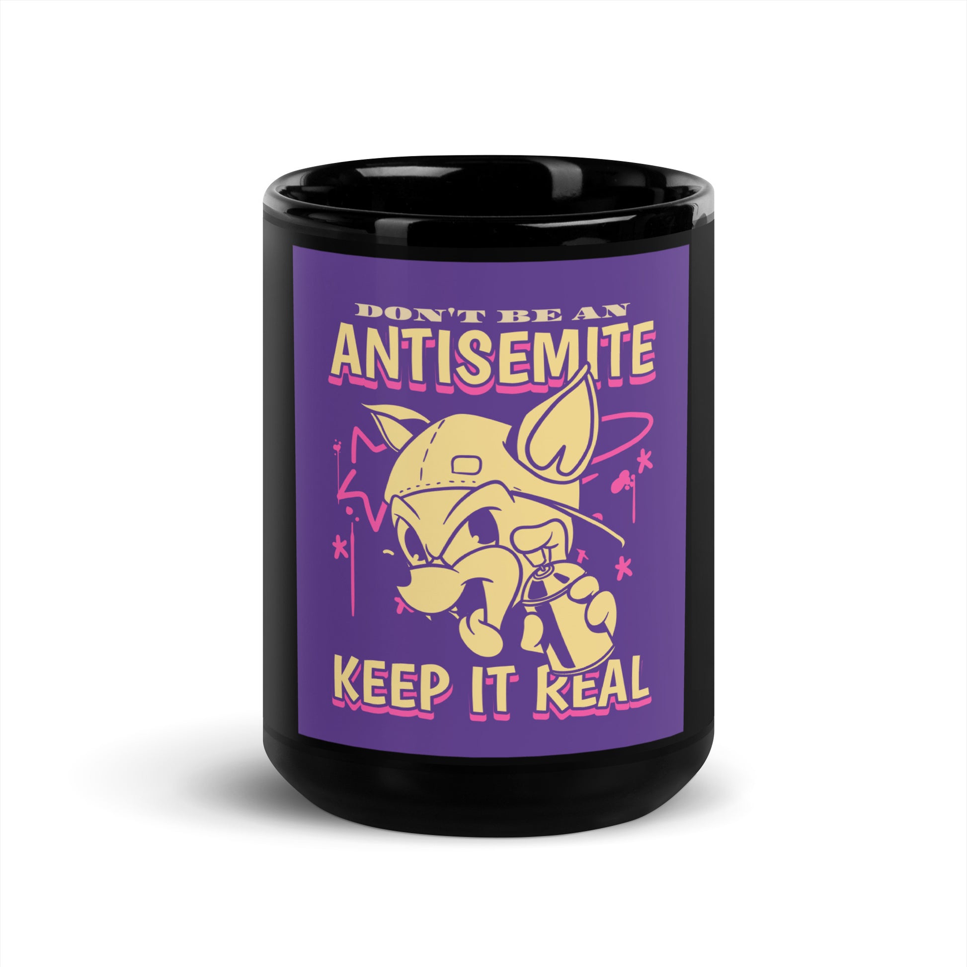 Streetart Graffiti Cartoon | Antisemitism | Black Glossy Mug