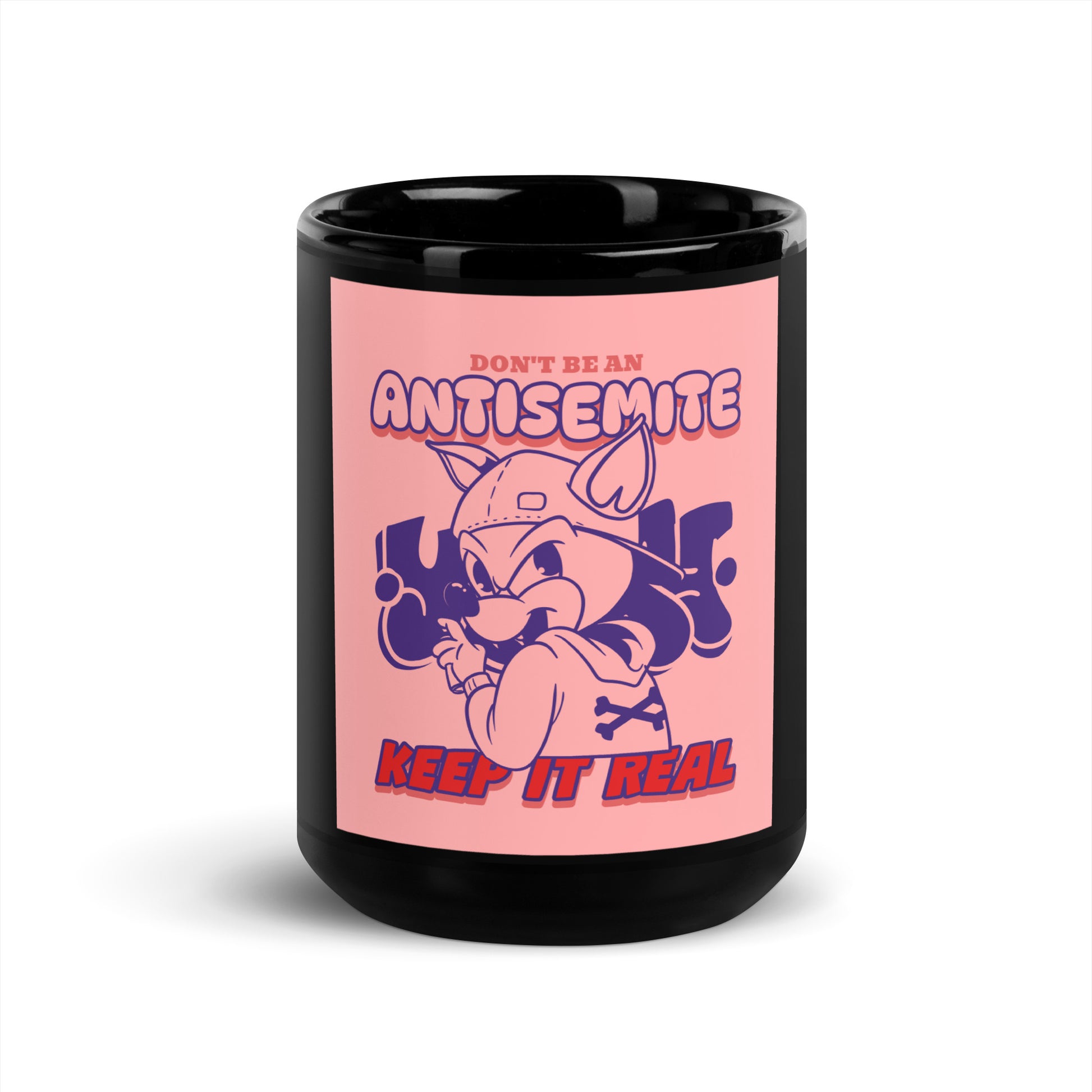 Streetart Graffiti Cartoon | Antisemitism | Black Glossy Mug