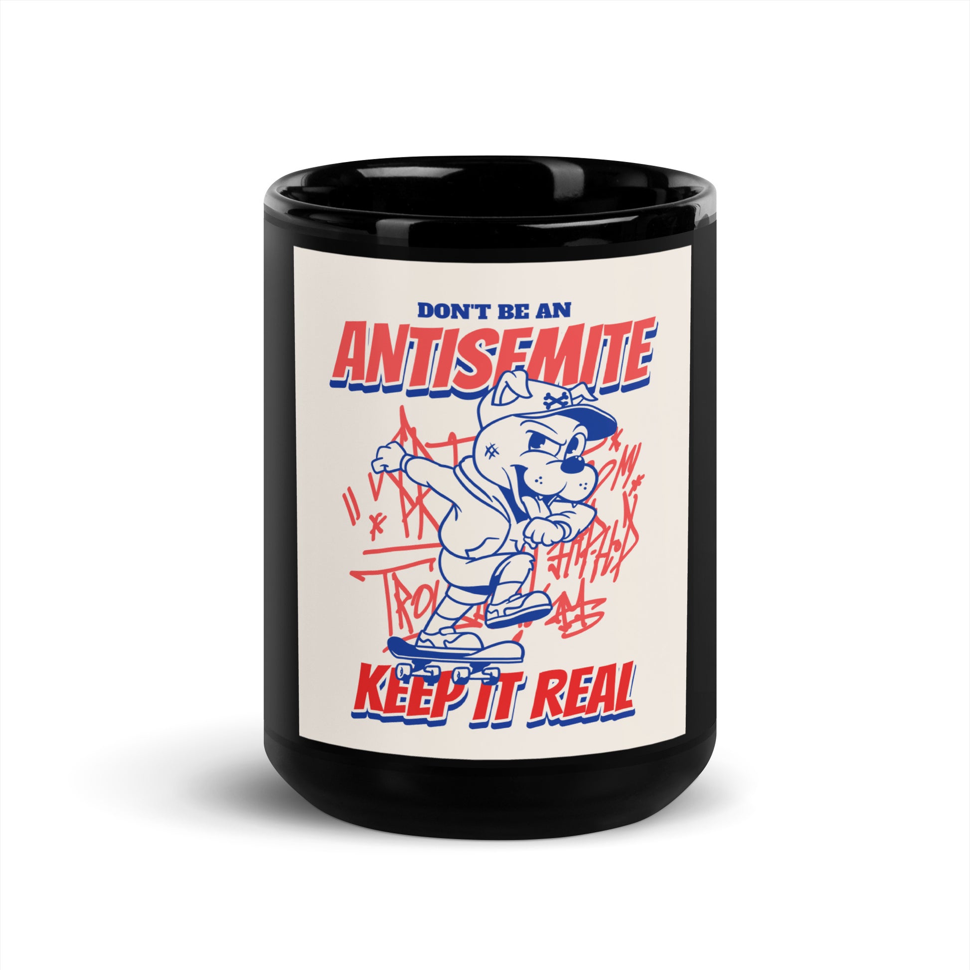 Streetart Graffiti Cartoon | Antisemitism | Black Glossy Mug