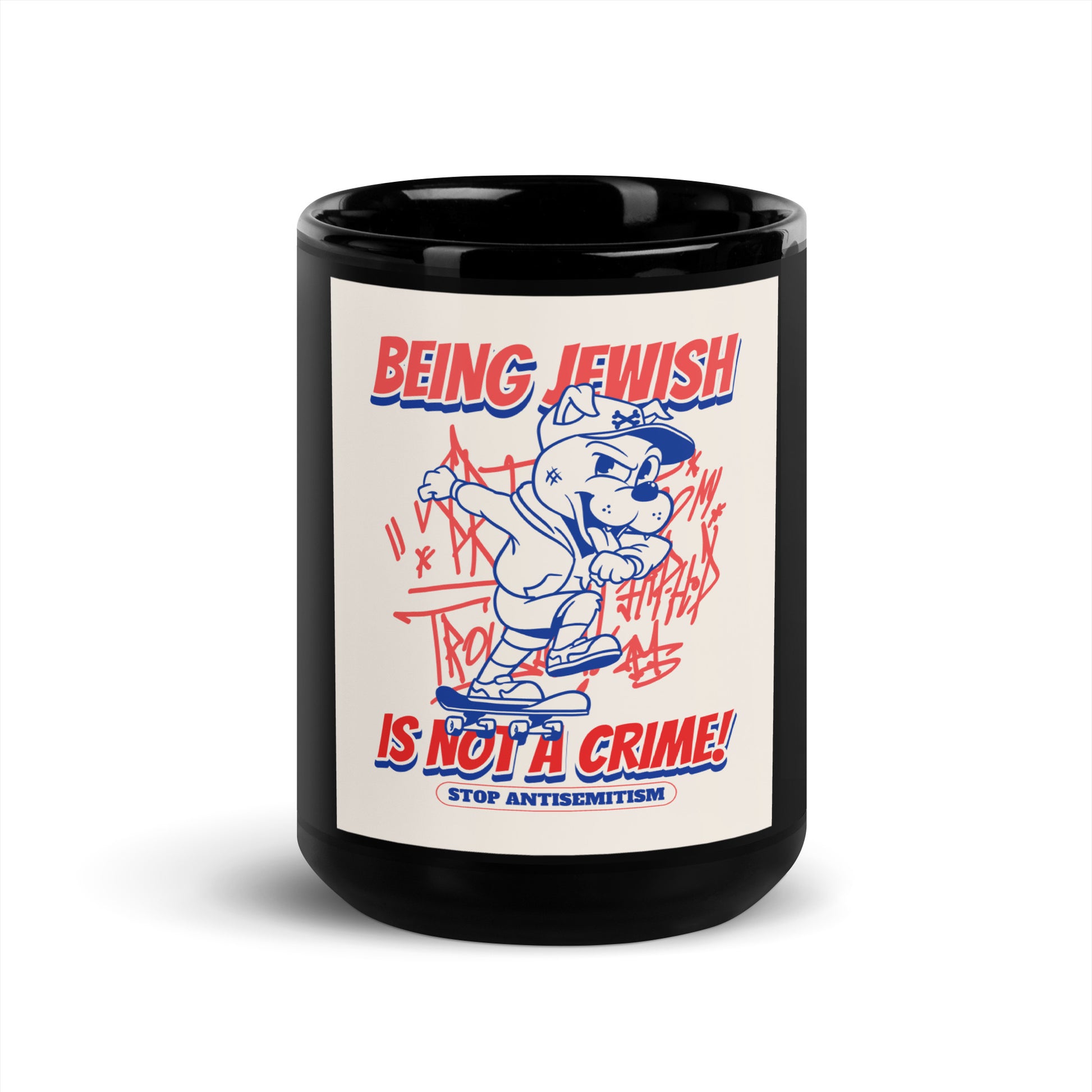 Streetart Graffiti Cartoon | Antisemitism | Black Glossy Mug