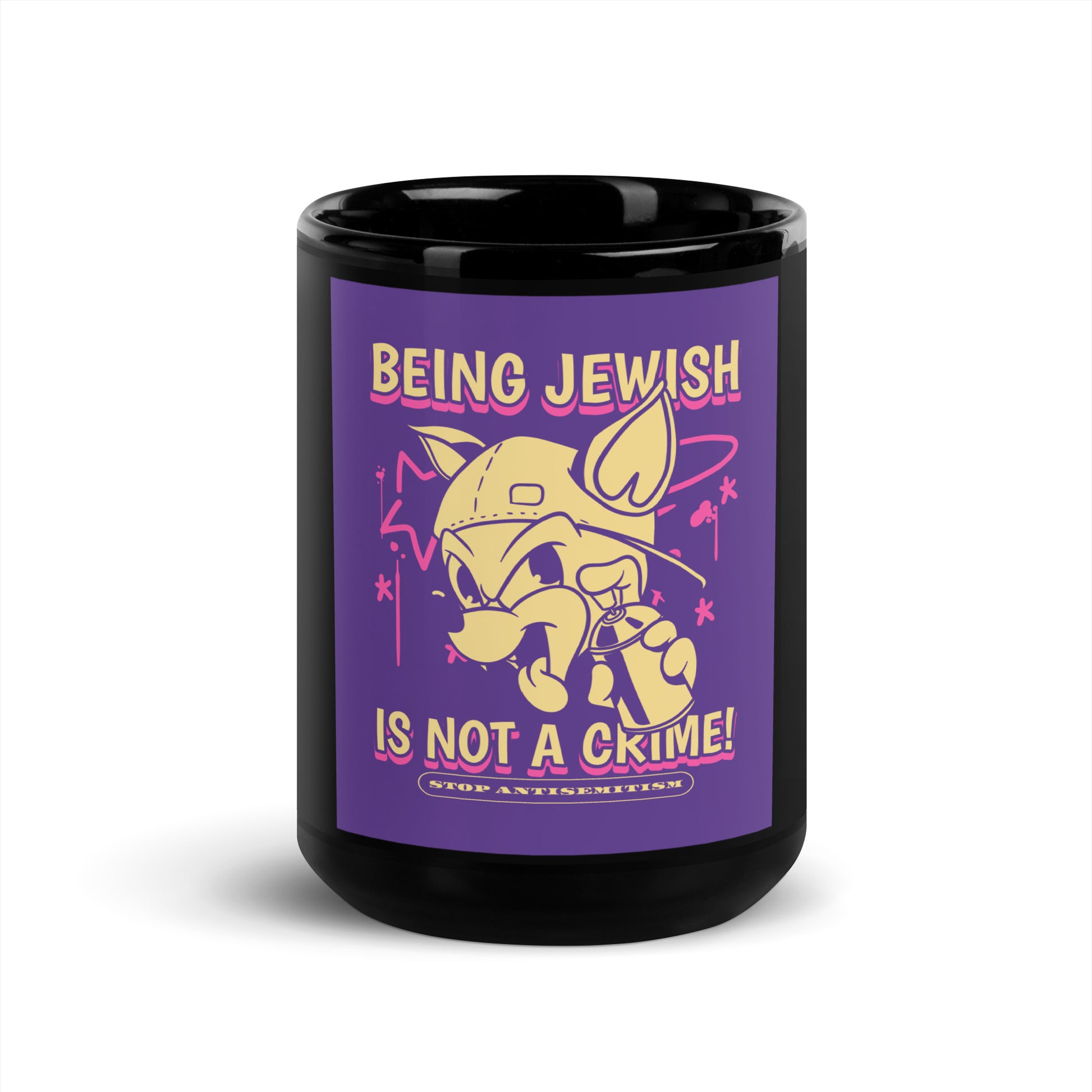 Streetart Graffiti Cartoon | Antisemitism | Black Glossy Mug