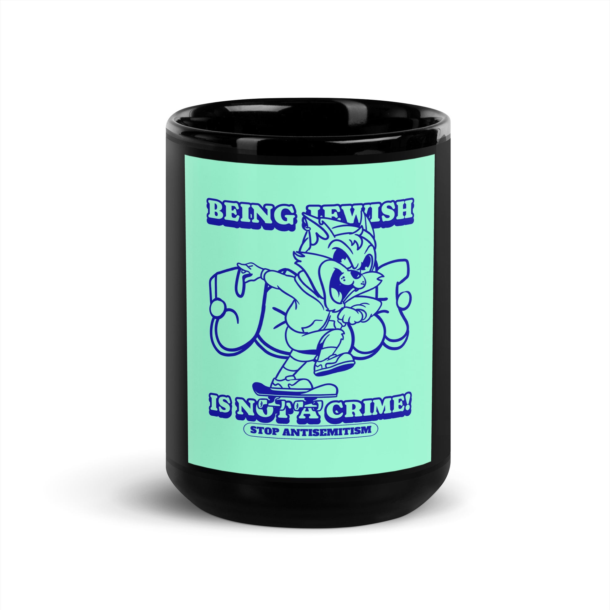 Streetart Graffiti Cartoon | Antisemitism | Black Glossy Mug