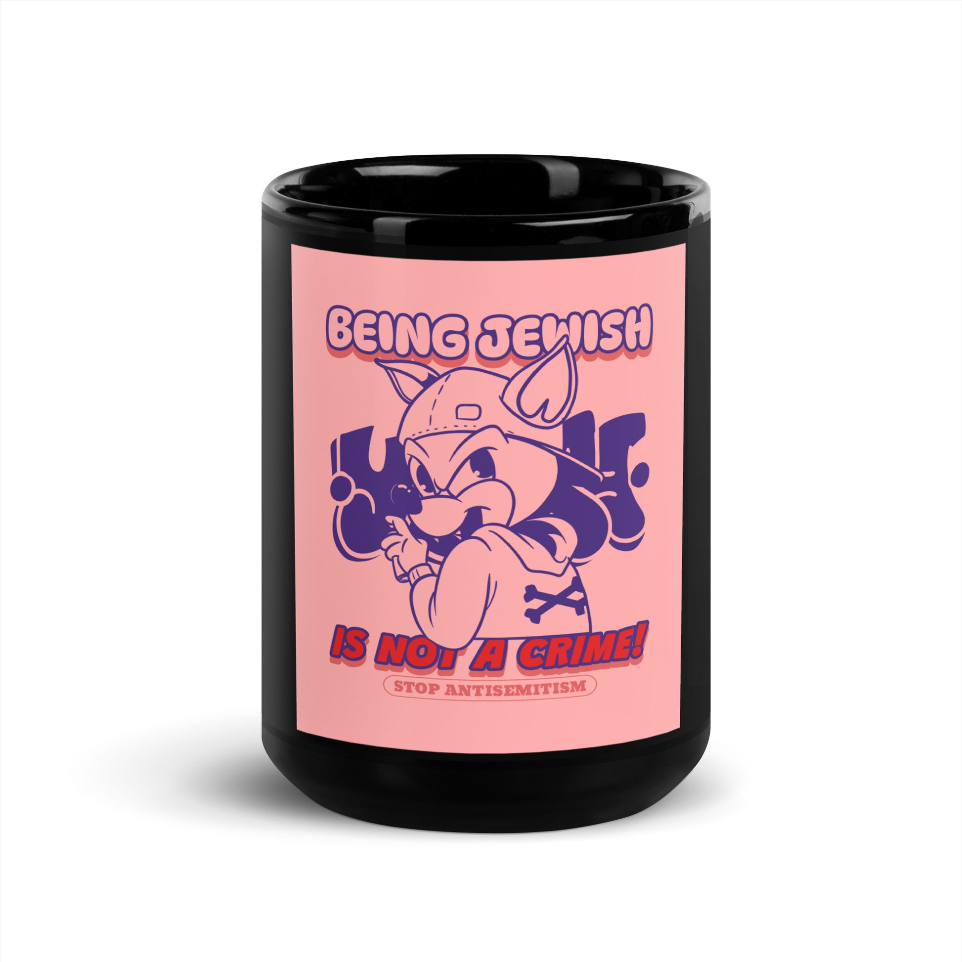 Streetart Graffiti Cartoon | Antisemitism | Black Glossy Mug