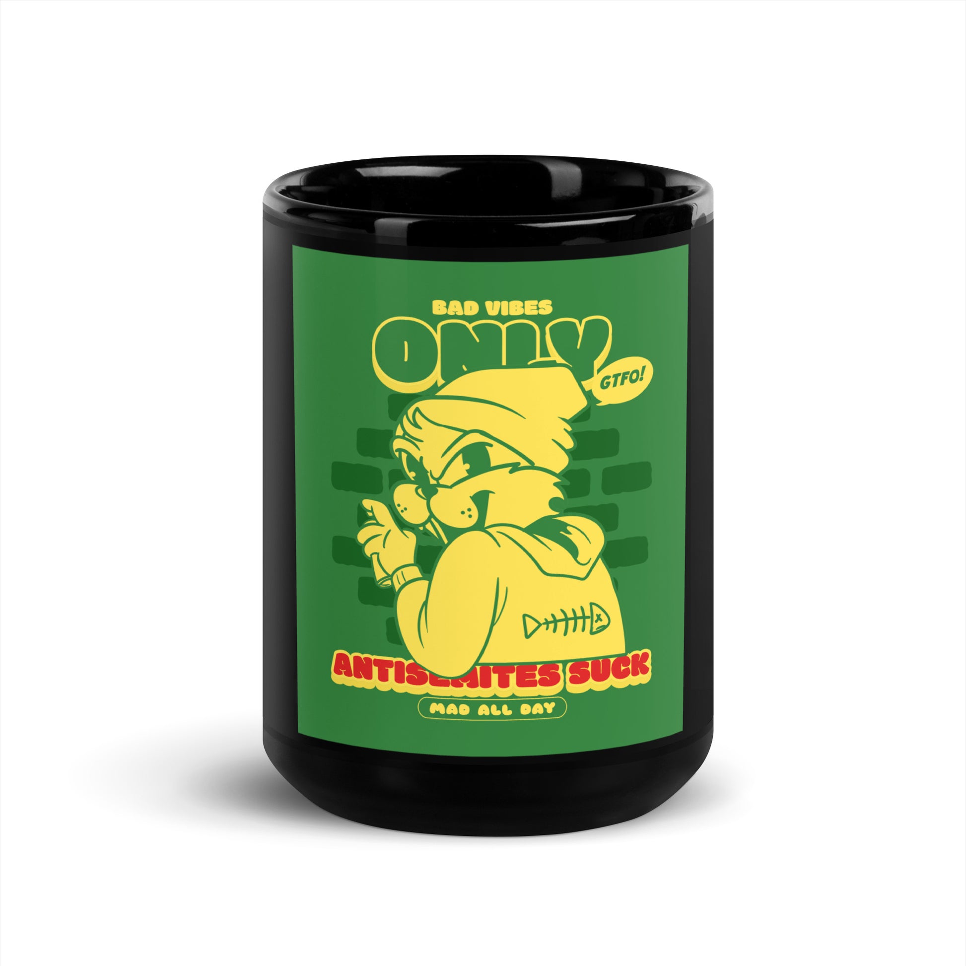 Streetart Graffiti Cartoon | Antisemitism | Black Glossy Mug