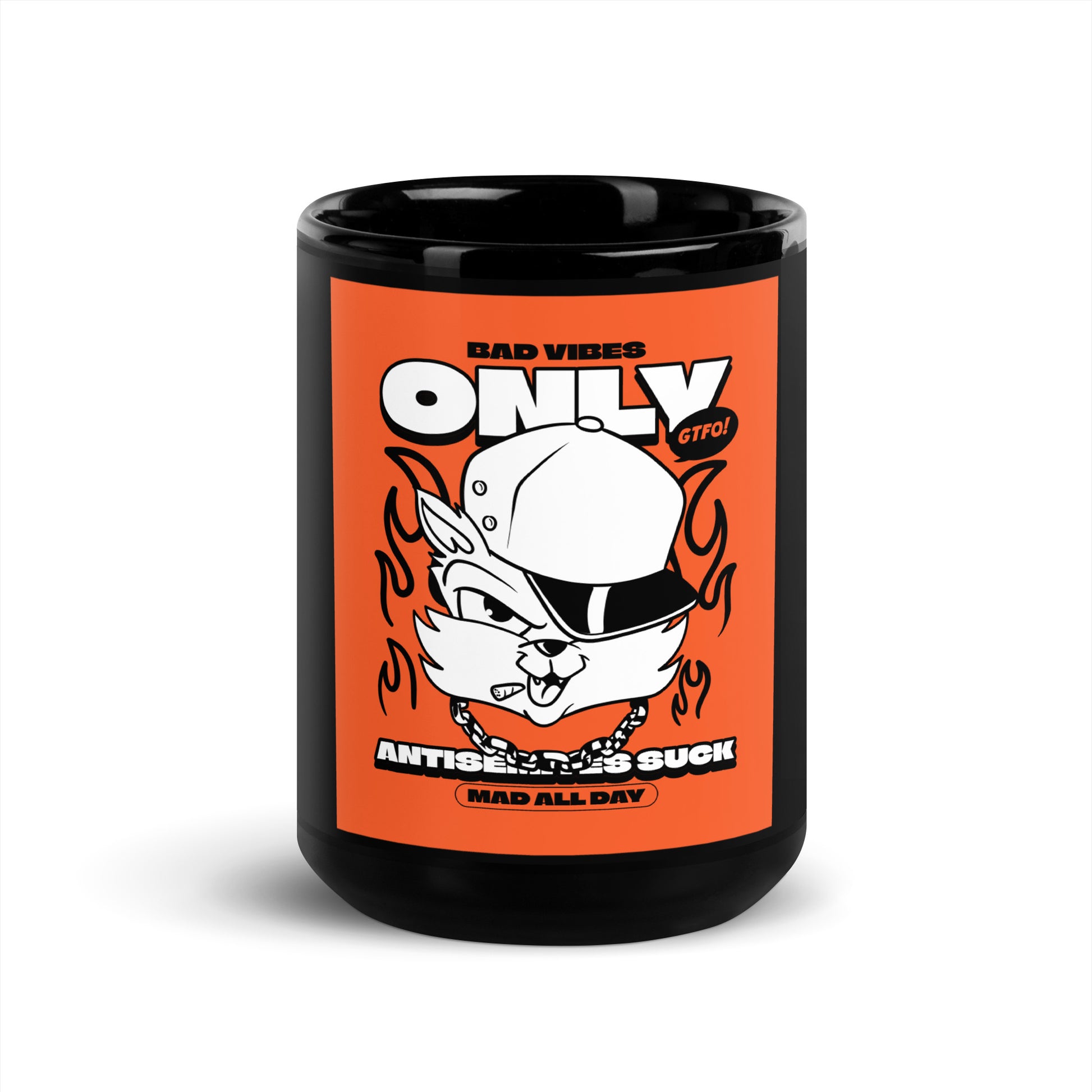 Streetart Graffiti Cartoon | Antisemitism | Black Glossy Mug