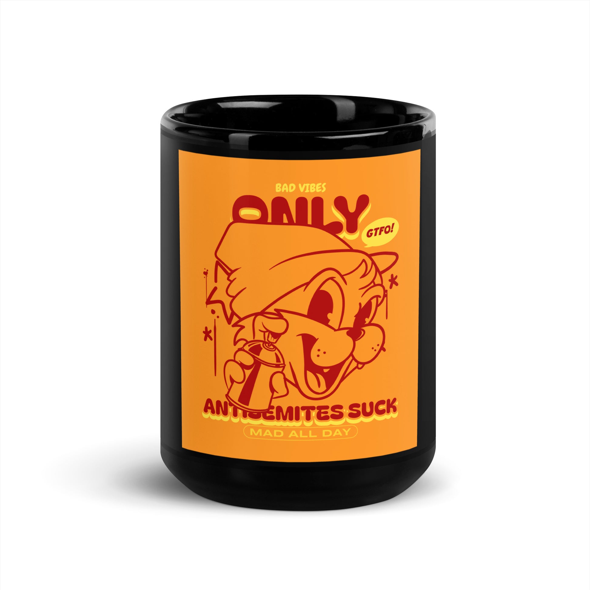 Streetart Graffiti Cartoon | Antisemitism | Black Glossy Mug