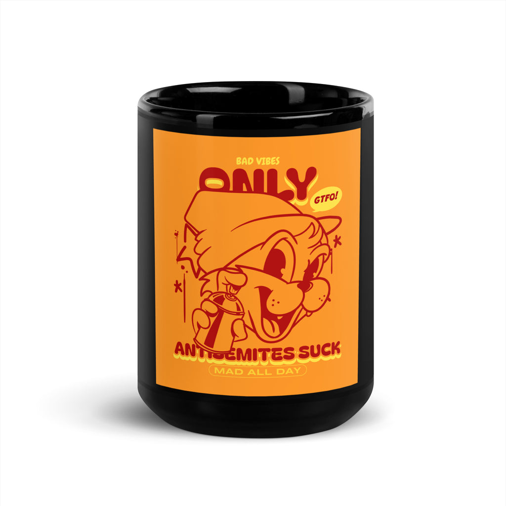 Streetart Graffiti Cartoon | Antisemitism | Black Glossy Mug