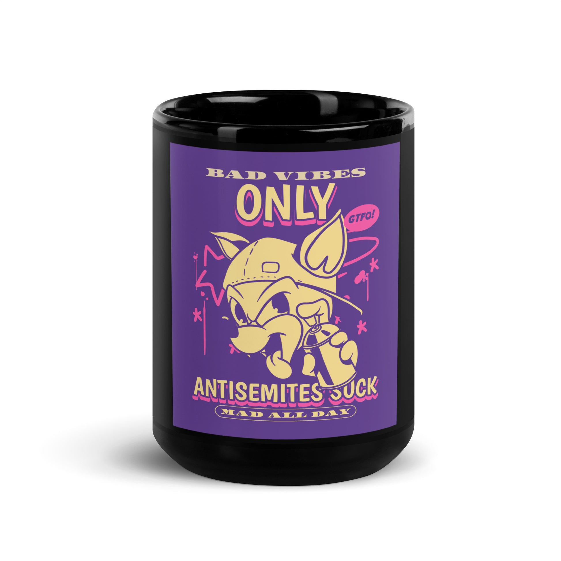 Streetart Graffiti Cartoon | Antisemitism | Black Glossy Mug