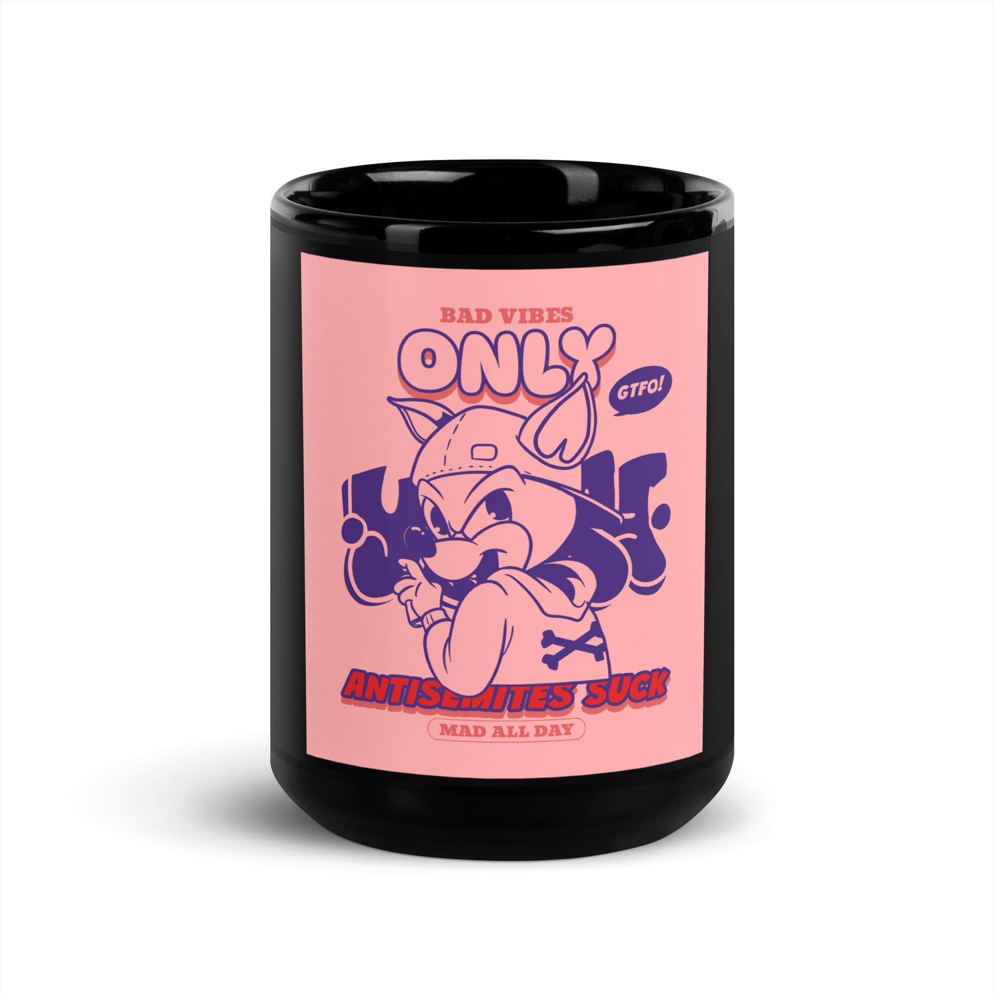 Streetart Graffiti Cartoon | Antisemitism | Black Glossy Mug