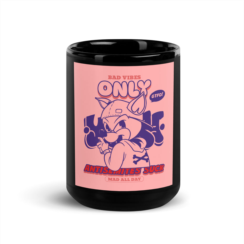 Streetart Graffiti Cartoon | Antisemitism | Black Glossy Mug