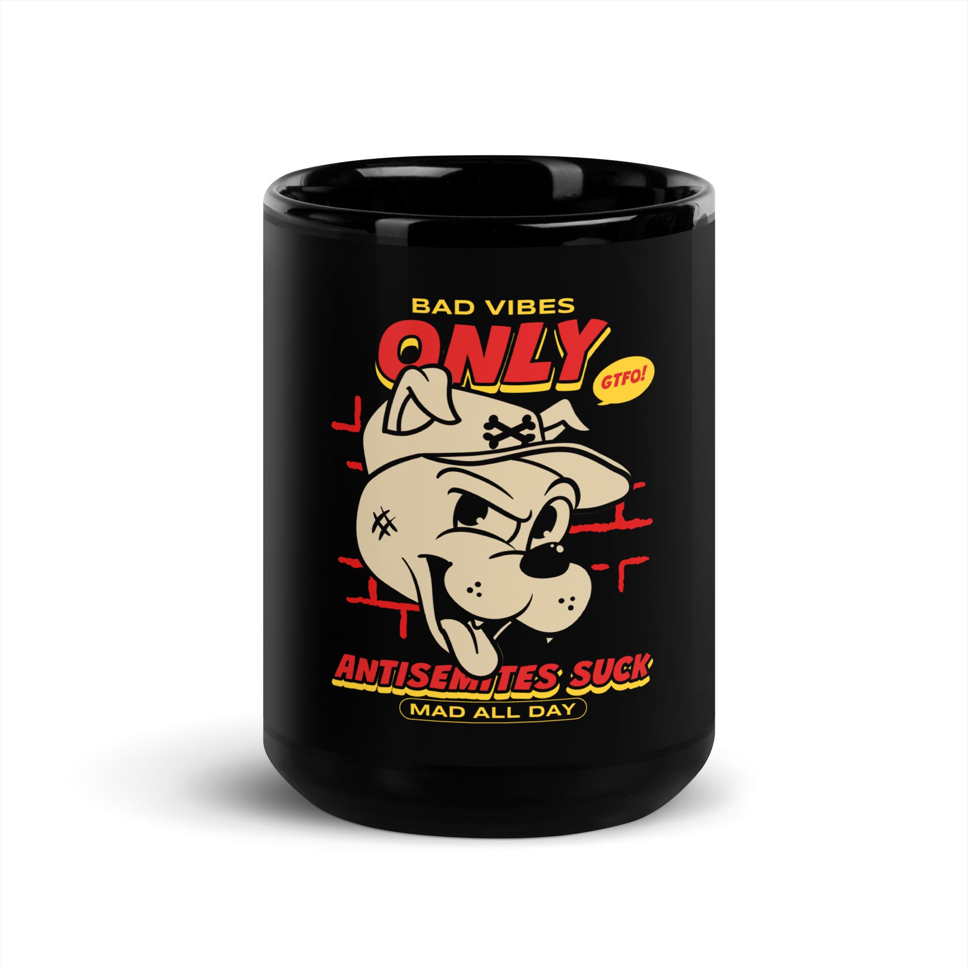 Streetart Graffiti Cartoon | Antisemitism | Black Glossy Mug