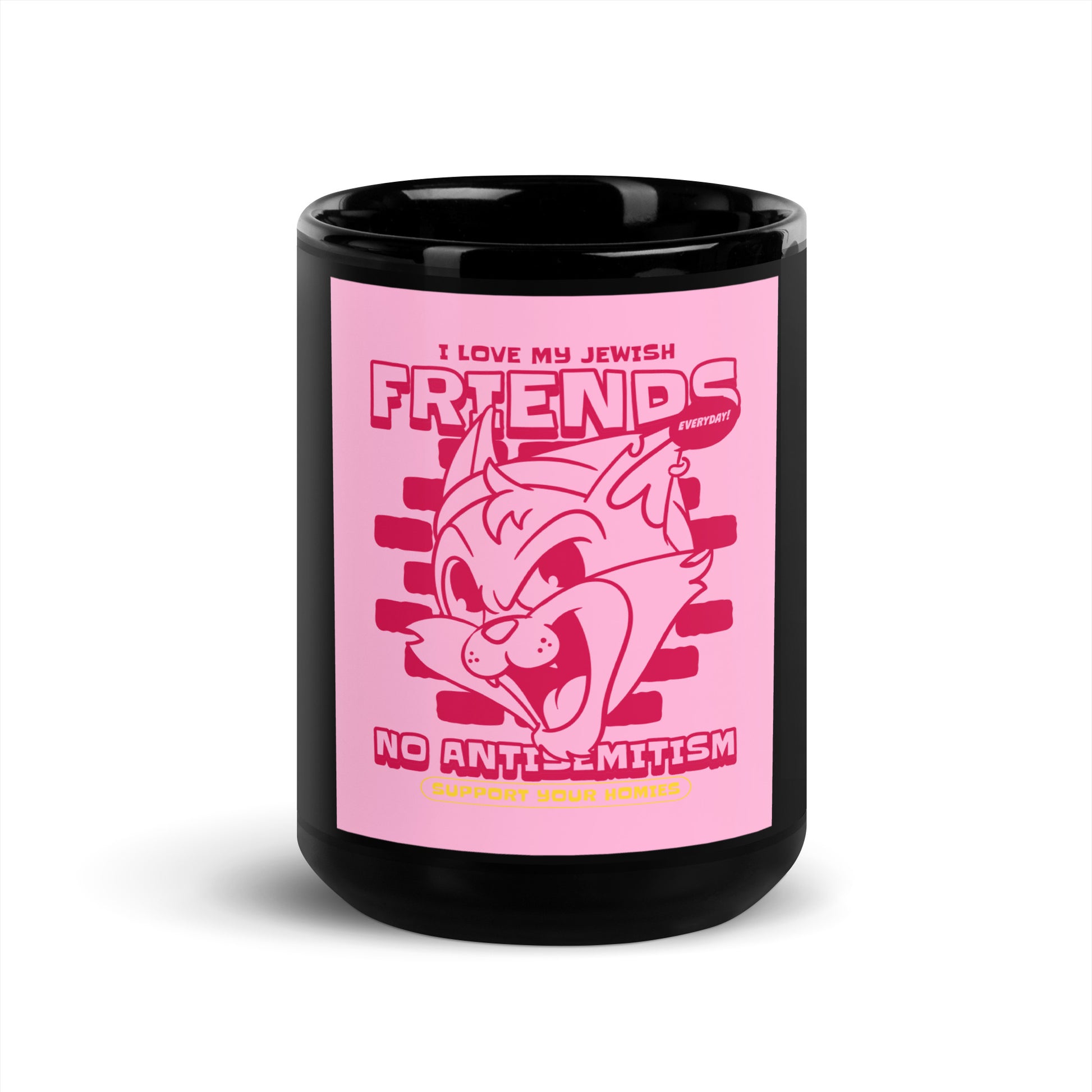 Streetart Graffiti Cartoon | Antisemitism | Black Glossy Mug