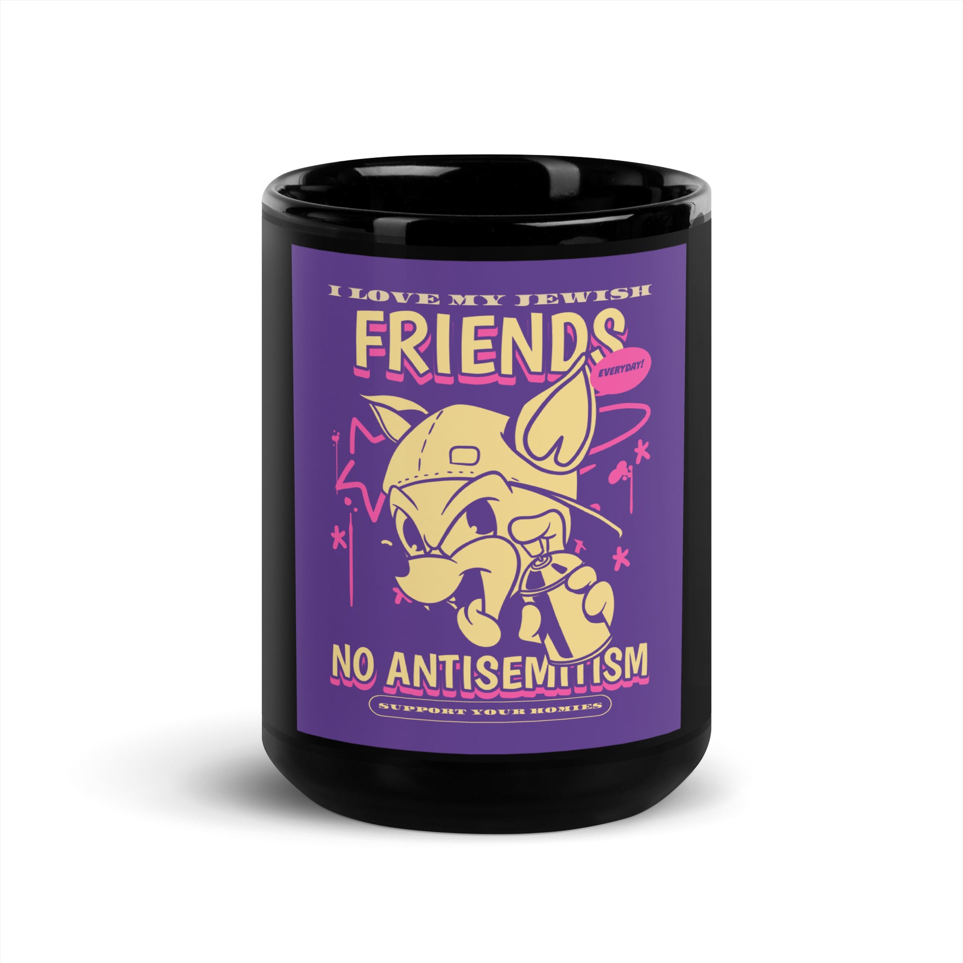 Streetart Graffiti Cartoon | Antisemitism | Black Glossy Mug