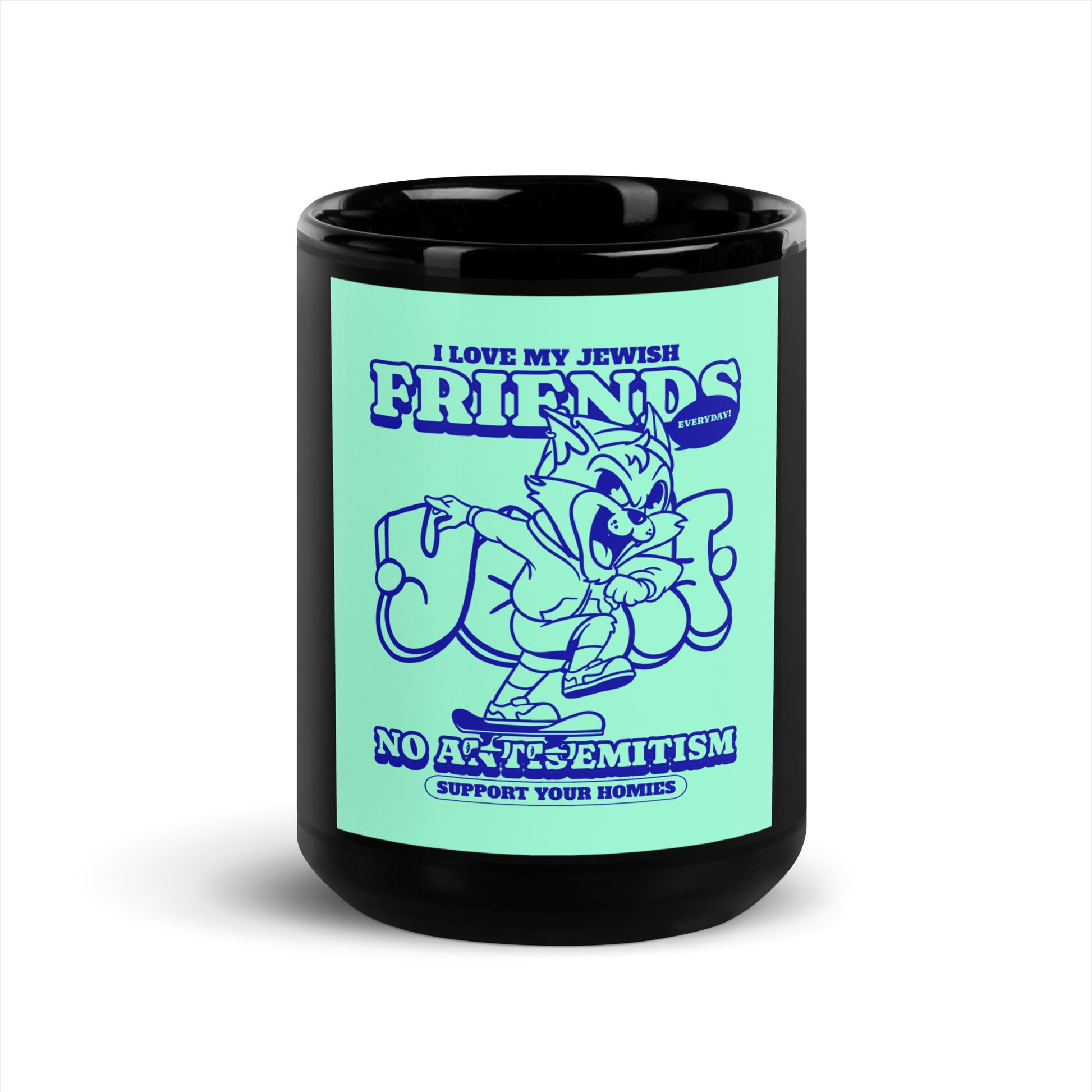 Streetart Graffiti Cartoon | Antisemitism | Black Glossy Mug
