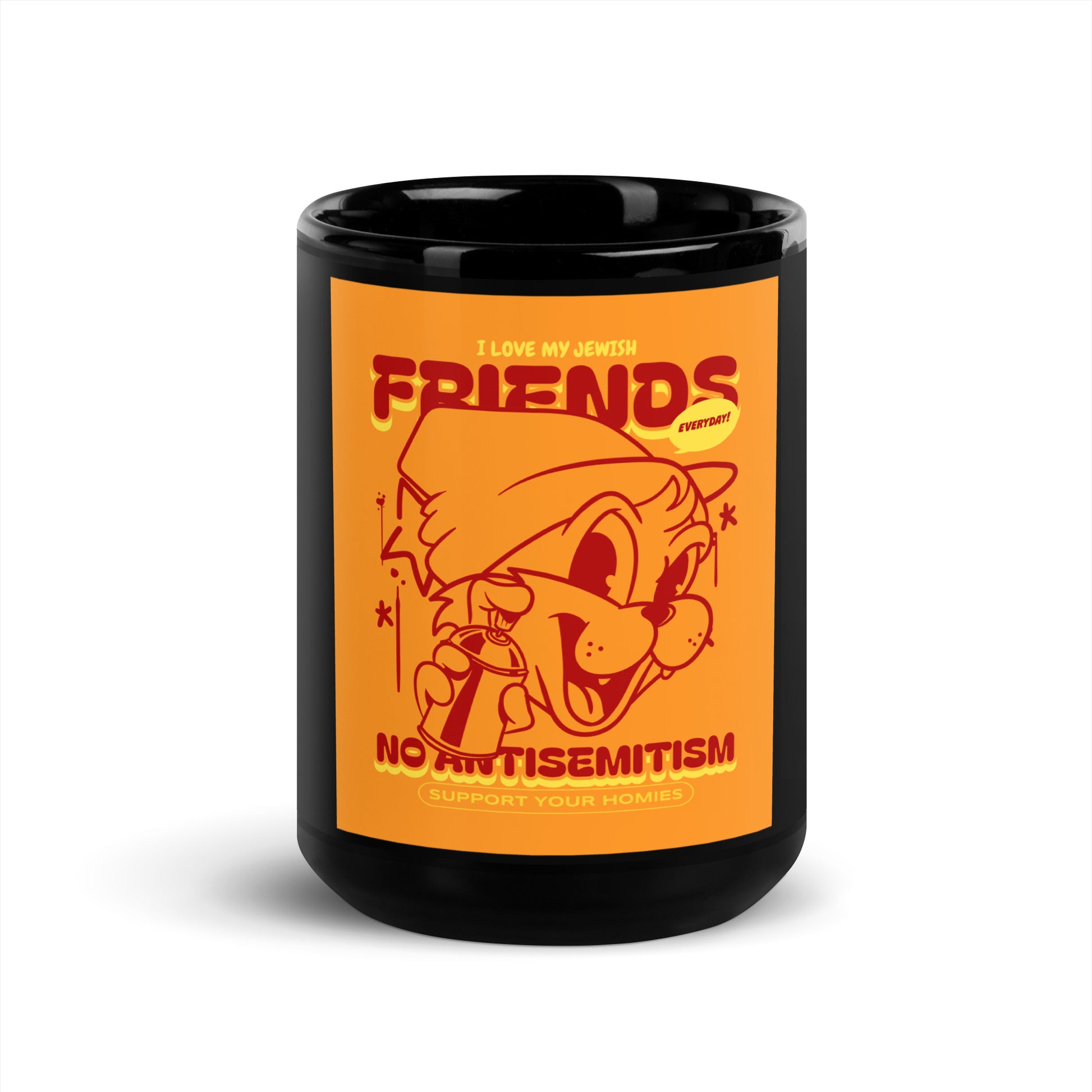 Streetart Graffiti Cartoon | Antisemitism | Black Glossy Mug