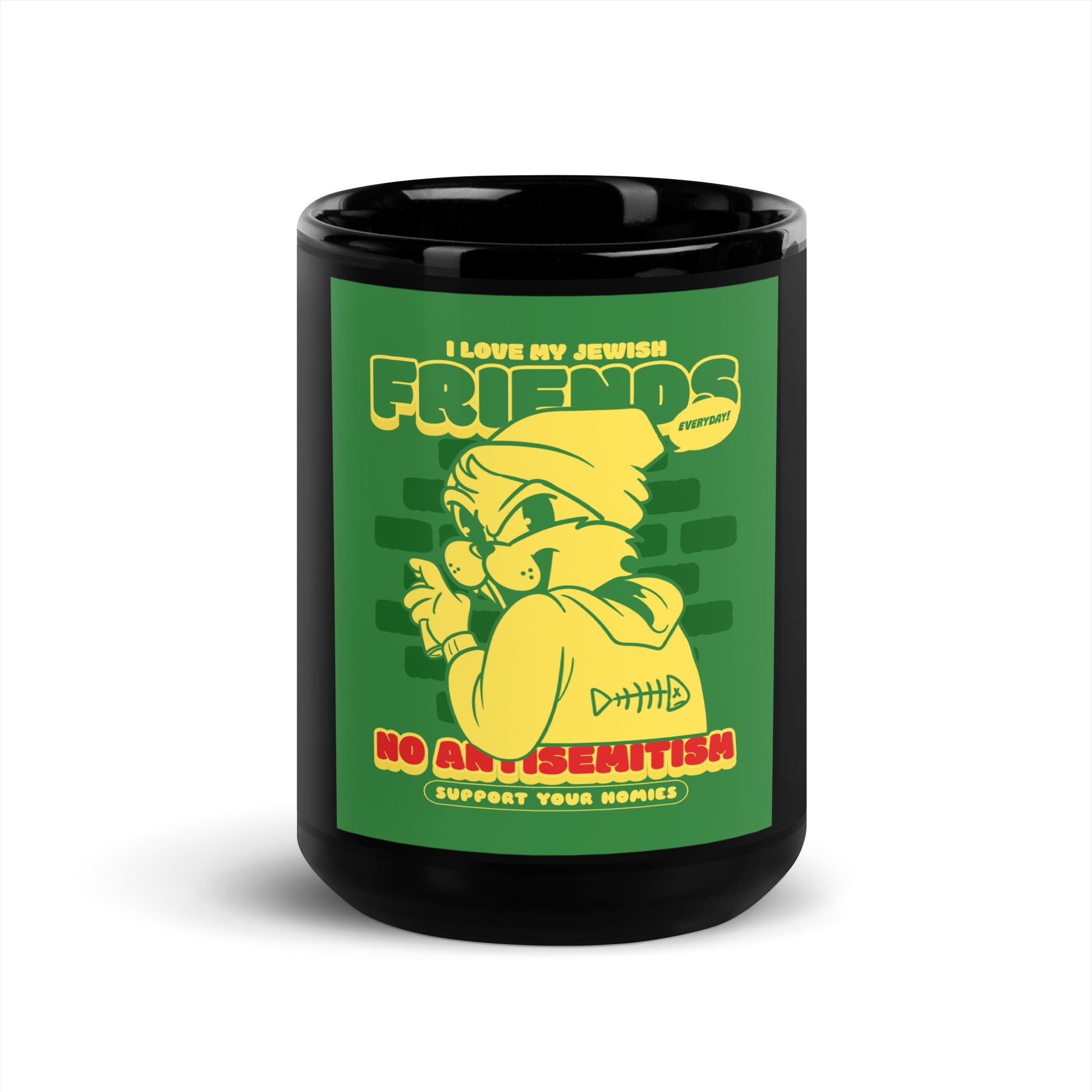 Streetart Graffiti Cartoon | Antisemitism | Black Glossy Mug