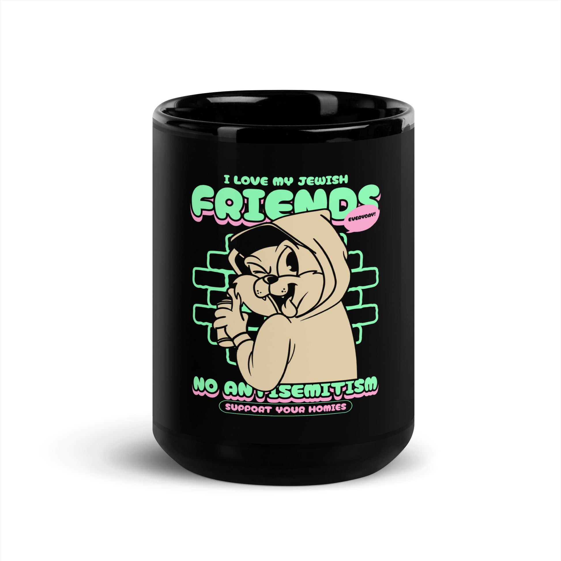 Streetart Graffiti Cartoon | Antisemitism | Black Glossy Mug