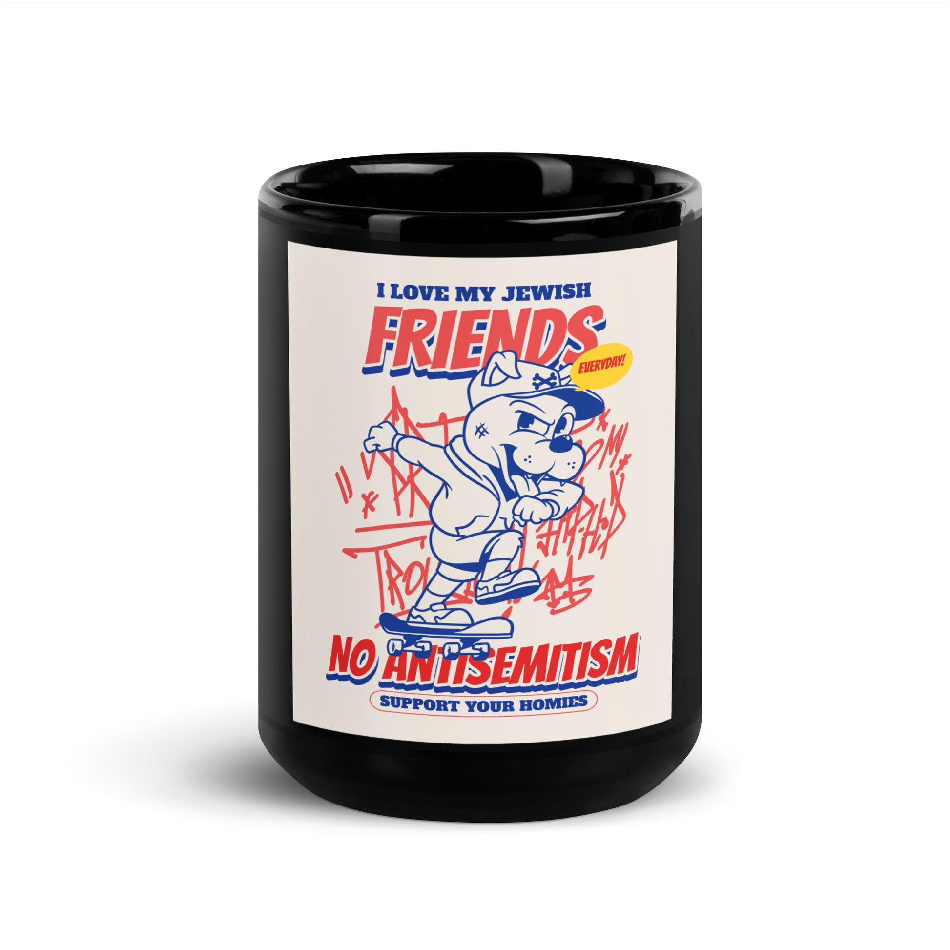 Streetart Graffiti Cartoon | Antisemitism | Black Glossy Mug