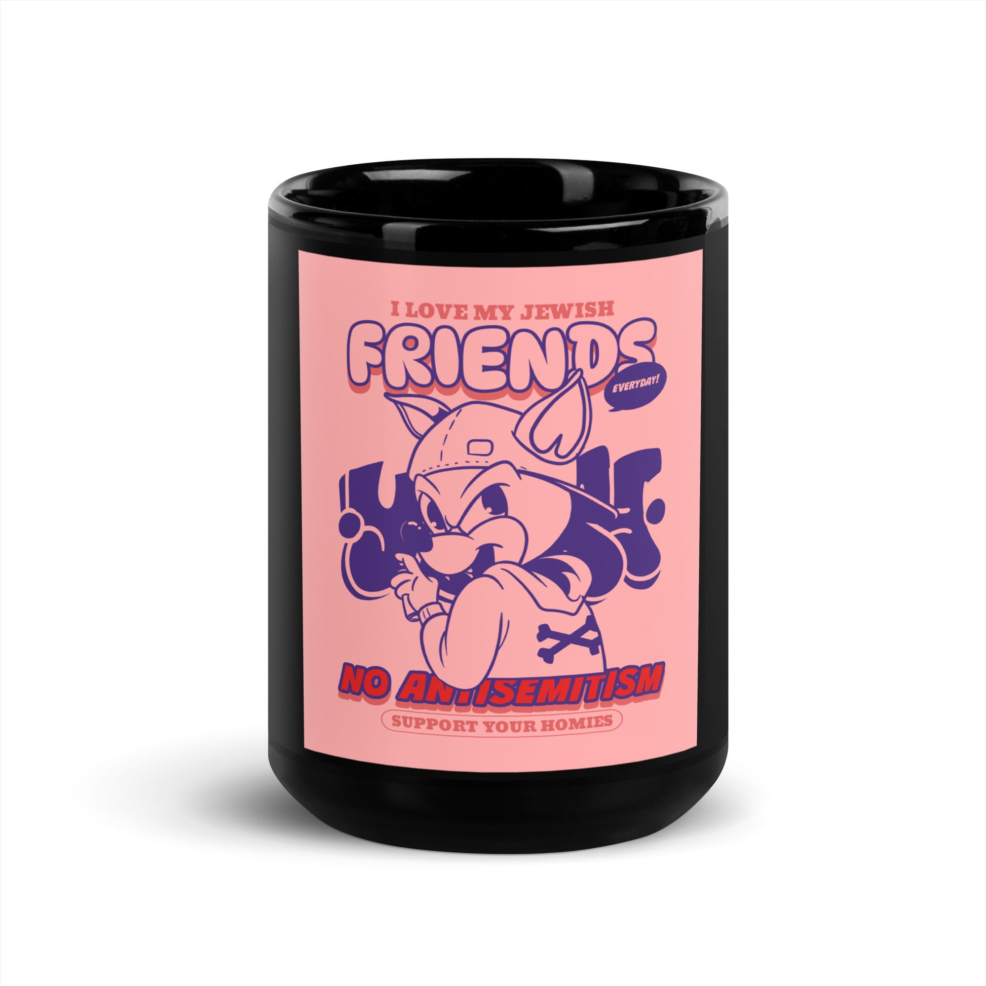 Streetart Graffiti Cartoon | Antisemitism | Black Glossy Mug