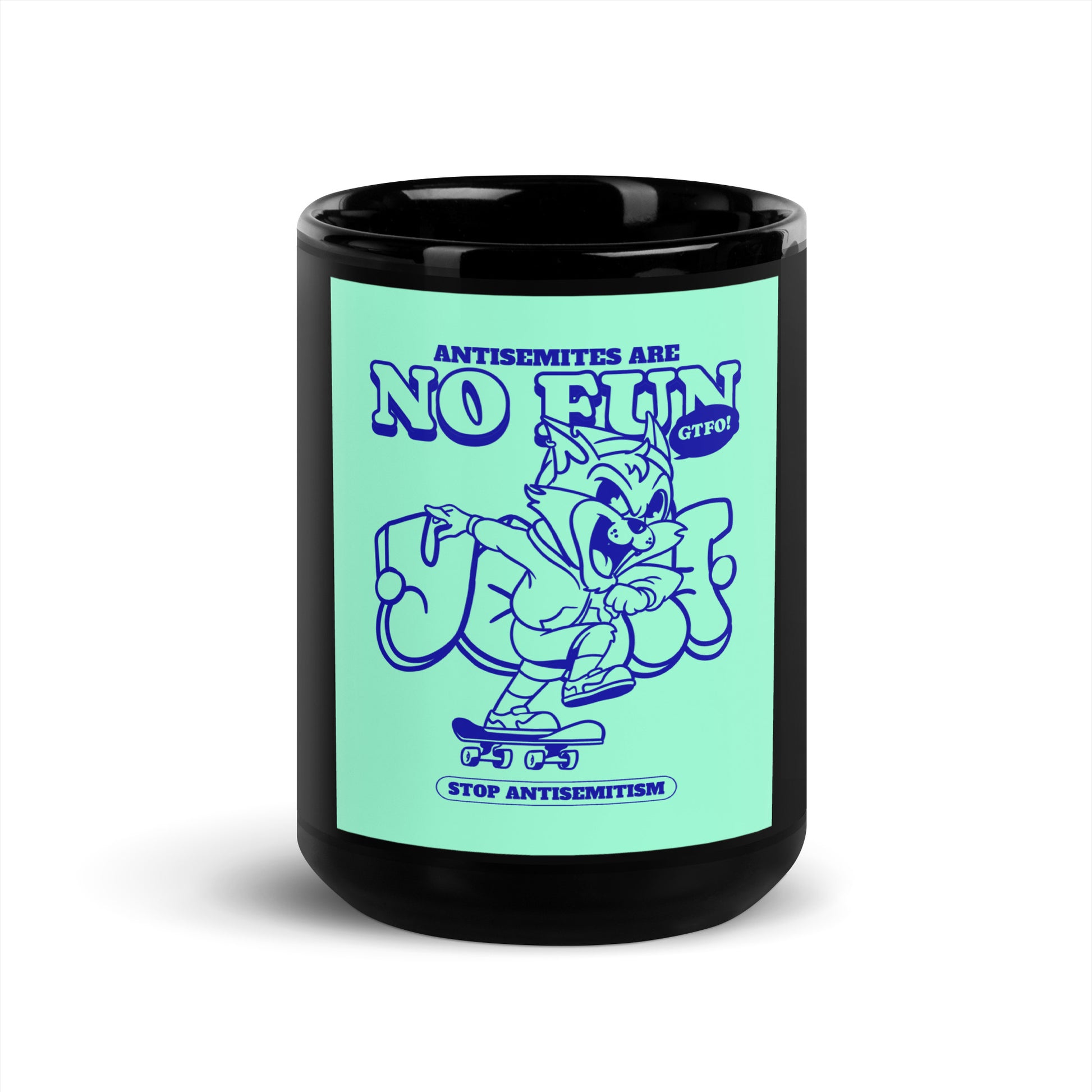 Streetart Graffiti Cartoon | Antisemitism | Black Glossy Mug